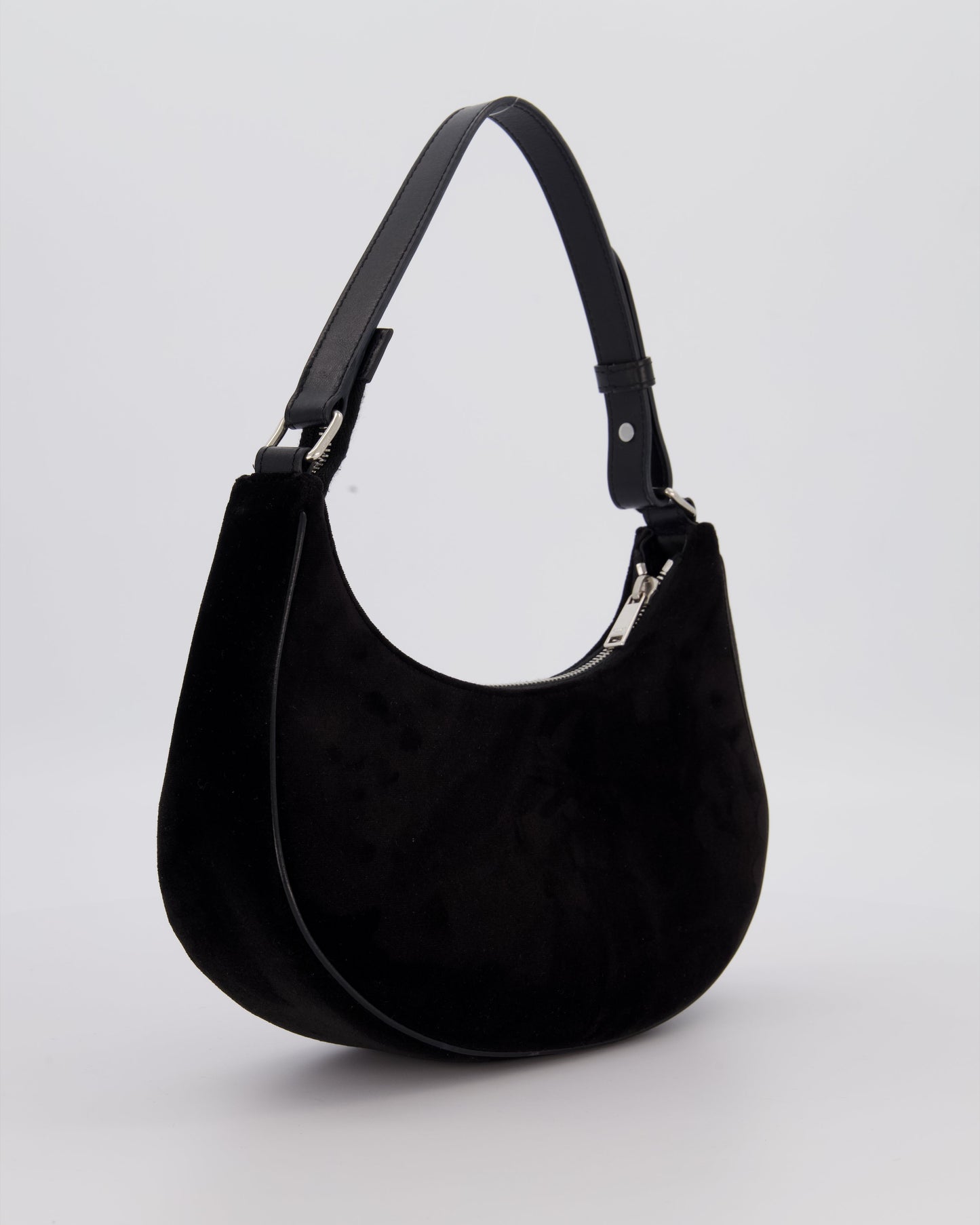 Celine Black Ava Triophe Shoulder Bag in Velvet with Crystal Details
