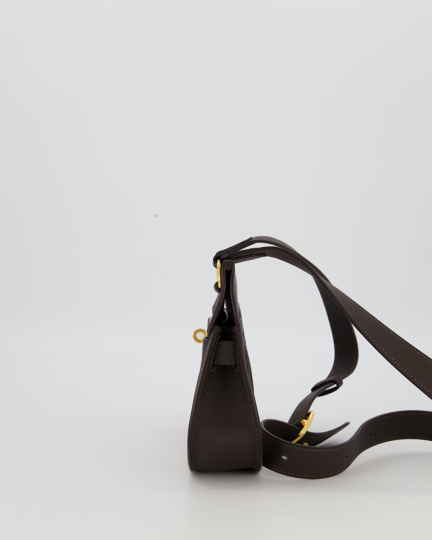 Hermes Mini Jypsiere Crossbody Bag in Bai Brun Swift Leather and Cream Canvas with Gold Hardware