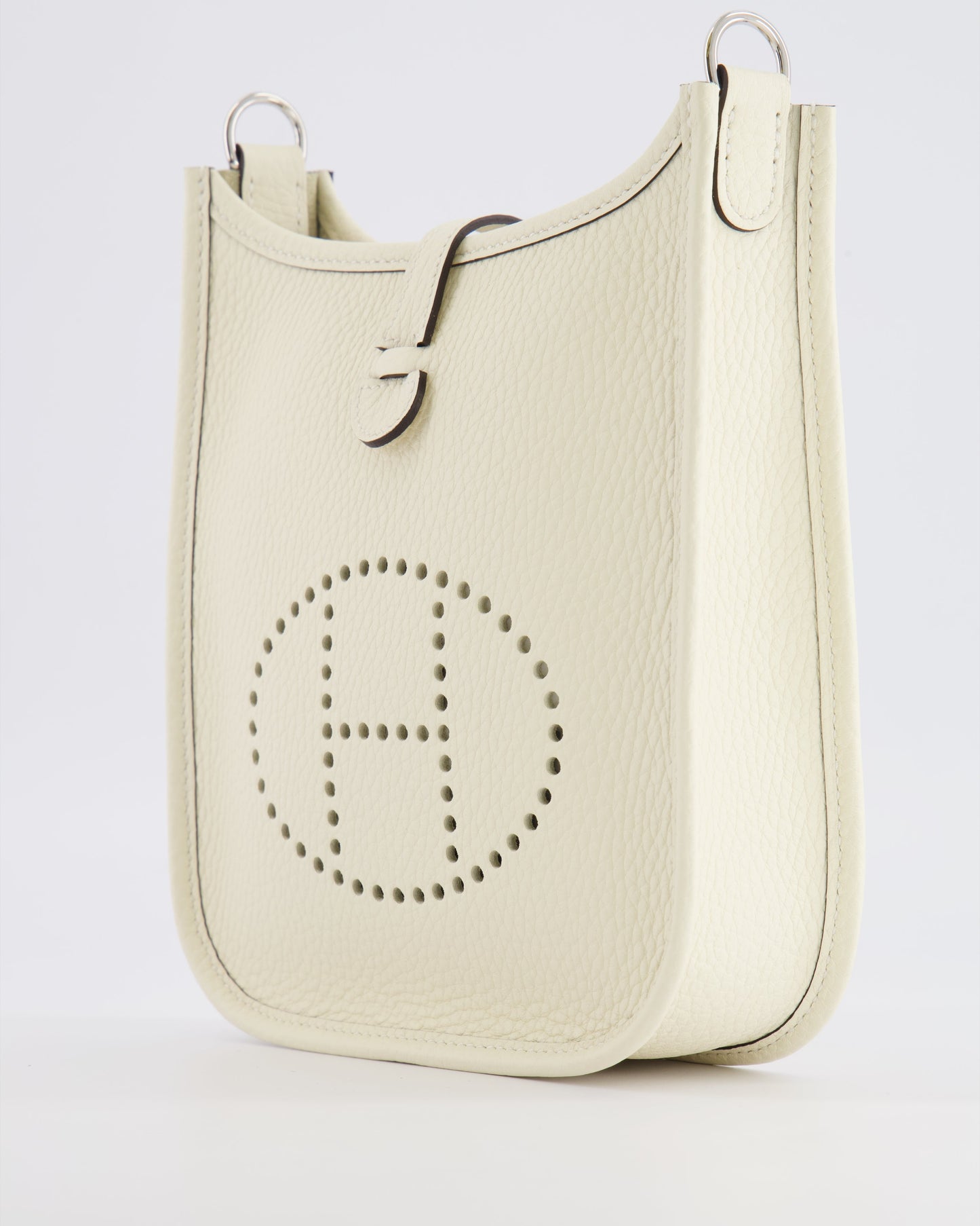 Hermes Mini Evelyne Amazone Bag in Cream Clemence Leather with Palladium Hardware