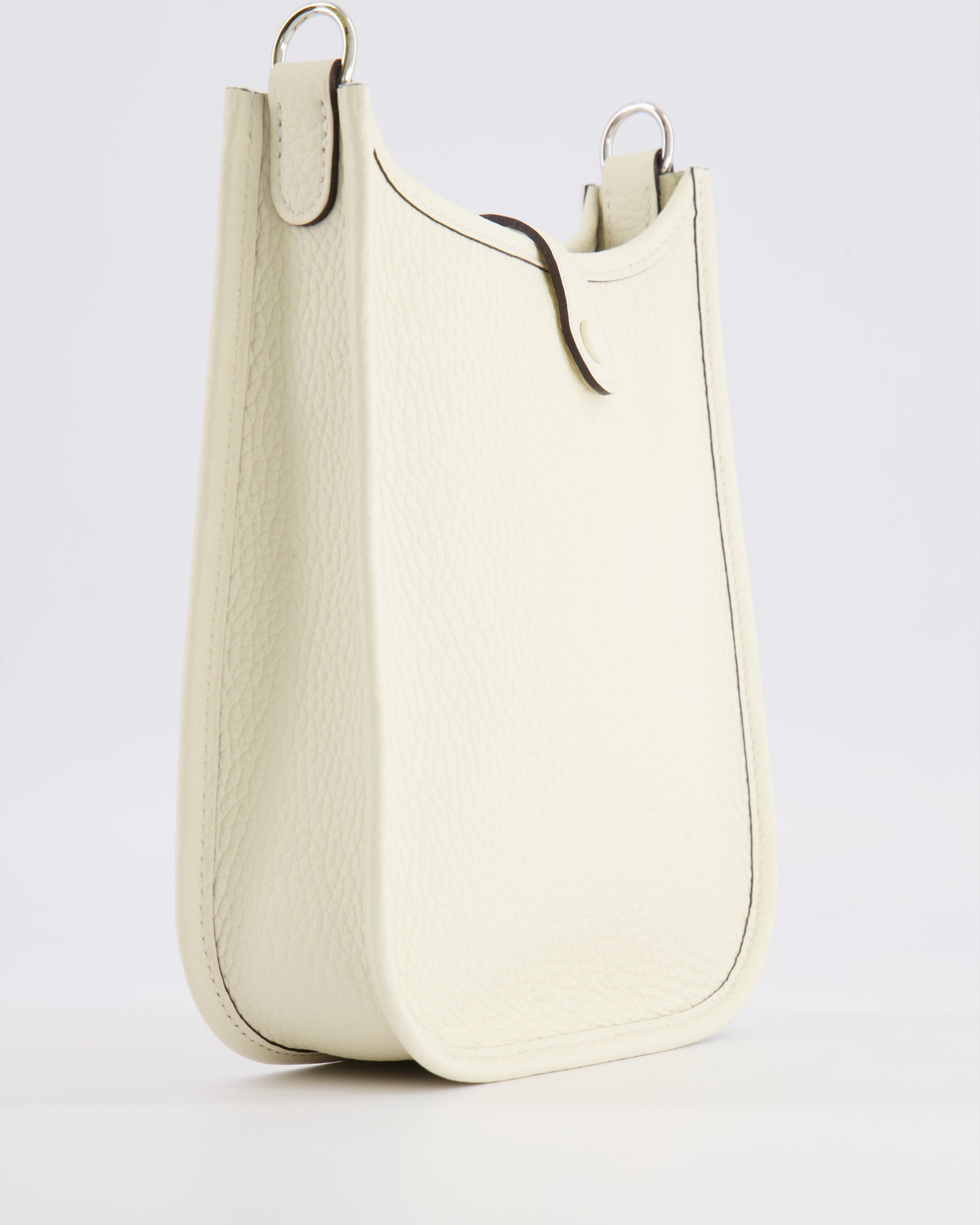 Hermes Mini Evelyne Amazone Bag in Cream Clemence Leather with Palladium Hardware