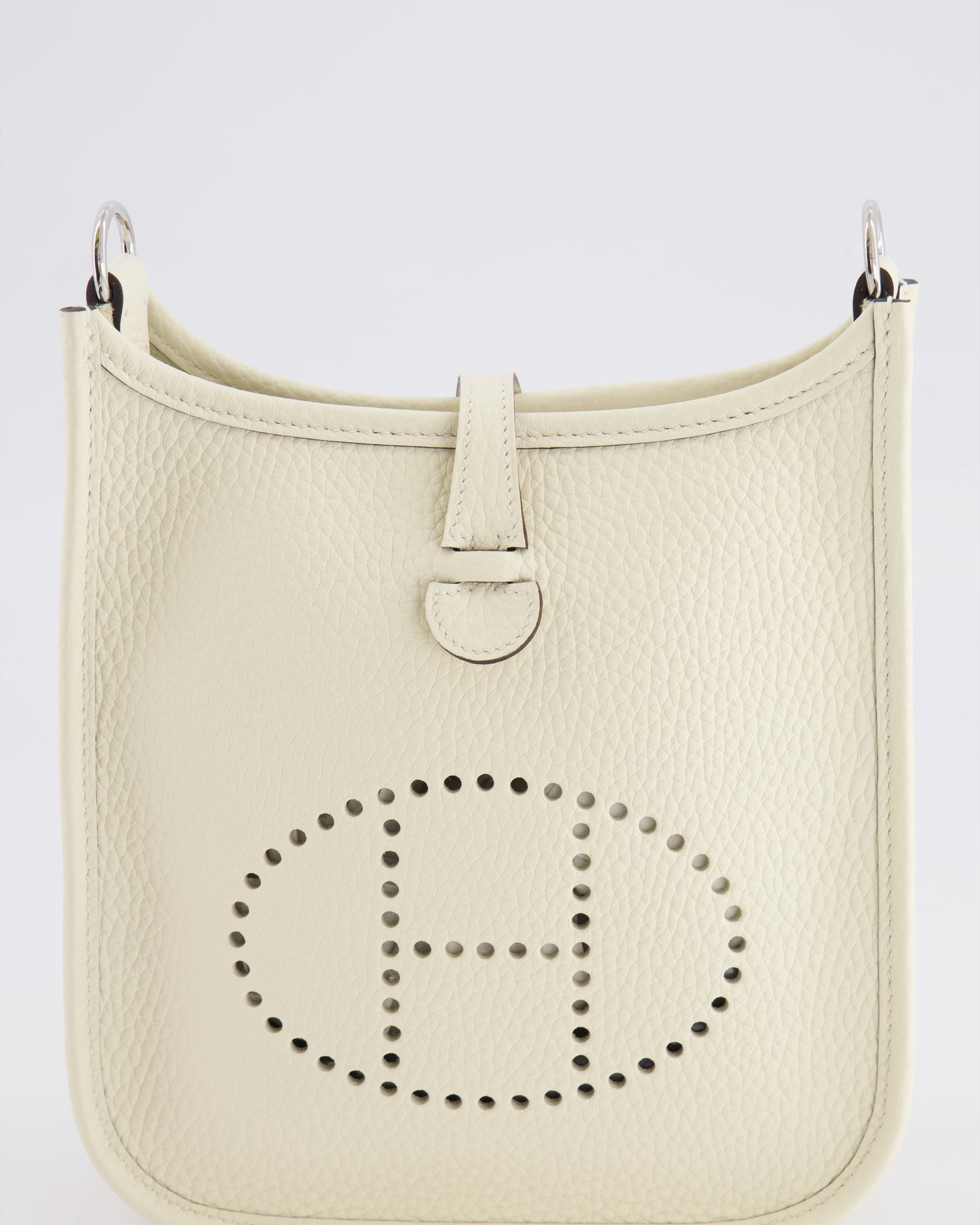 Hermes Mini Evelyne Amazone Bag in Cream Clemence Leather with Palladium Hardware