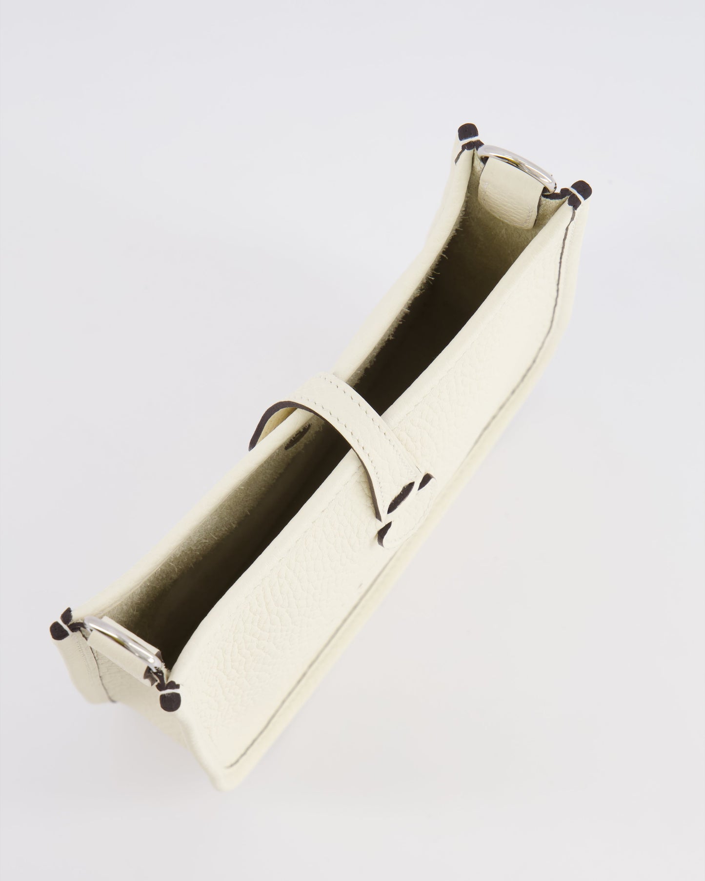Hermes Mini Evelyne Amazone Bag in Cream Clemence Leather with Palladium Hardware