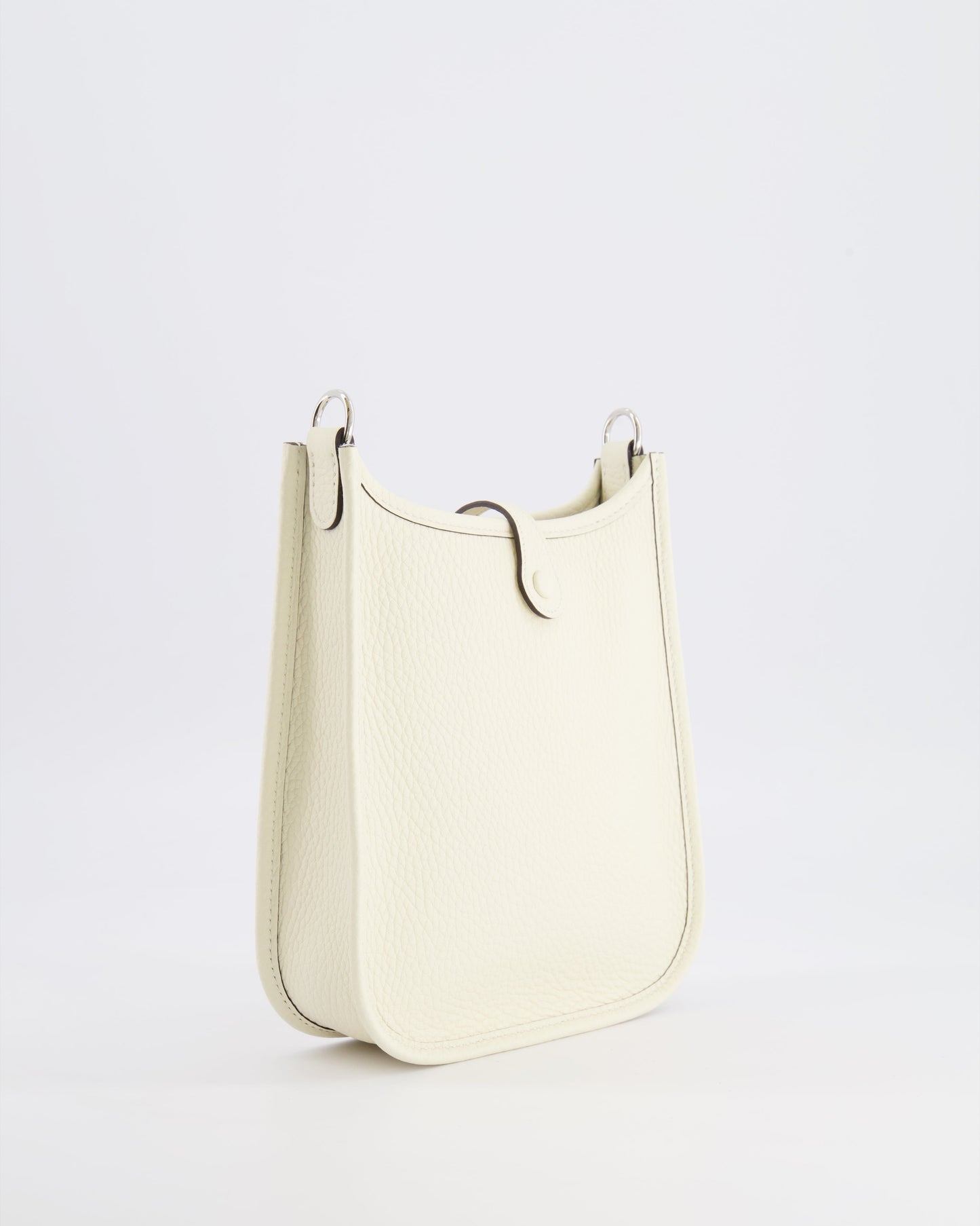 Hermes Mini Evelyne Amazone Bag in Cream Clemence Leather with Palladium Hardware