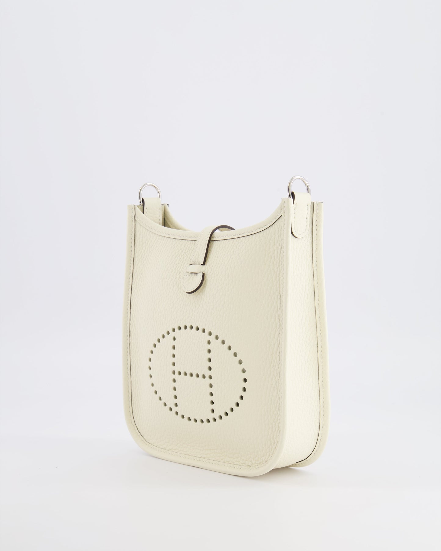 Hermes Mini Evelyne Amazone Bag in Cream Clemence Leather with Palladium Hardware
