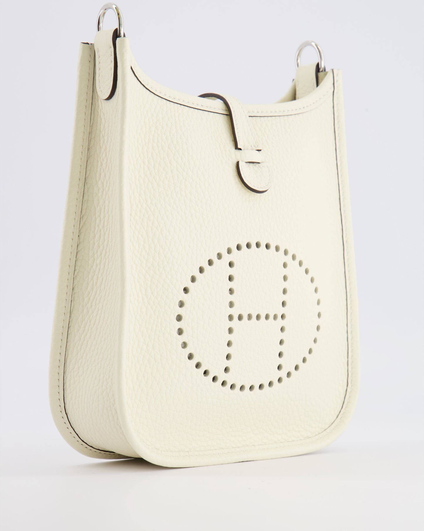 Hermes Mini Evelyne Amazone Bag in Cream Clemence Leather with Palladium Hardware