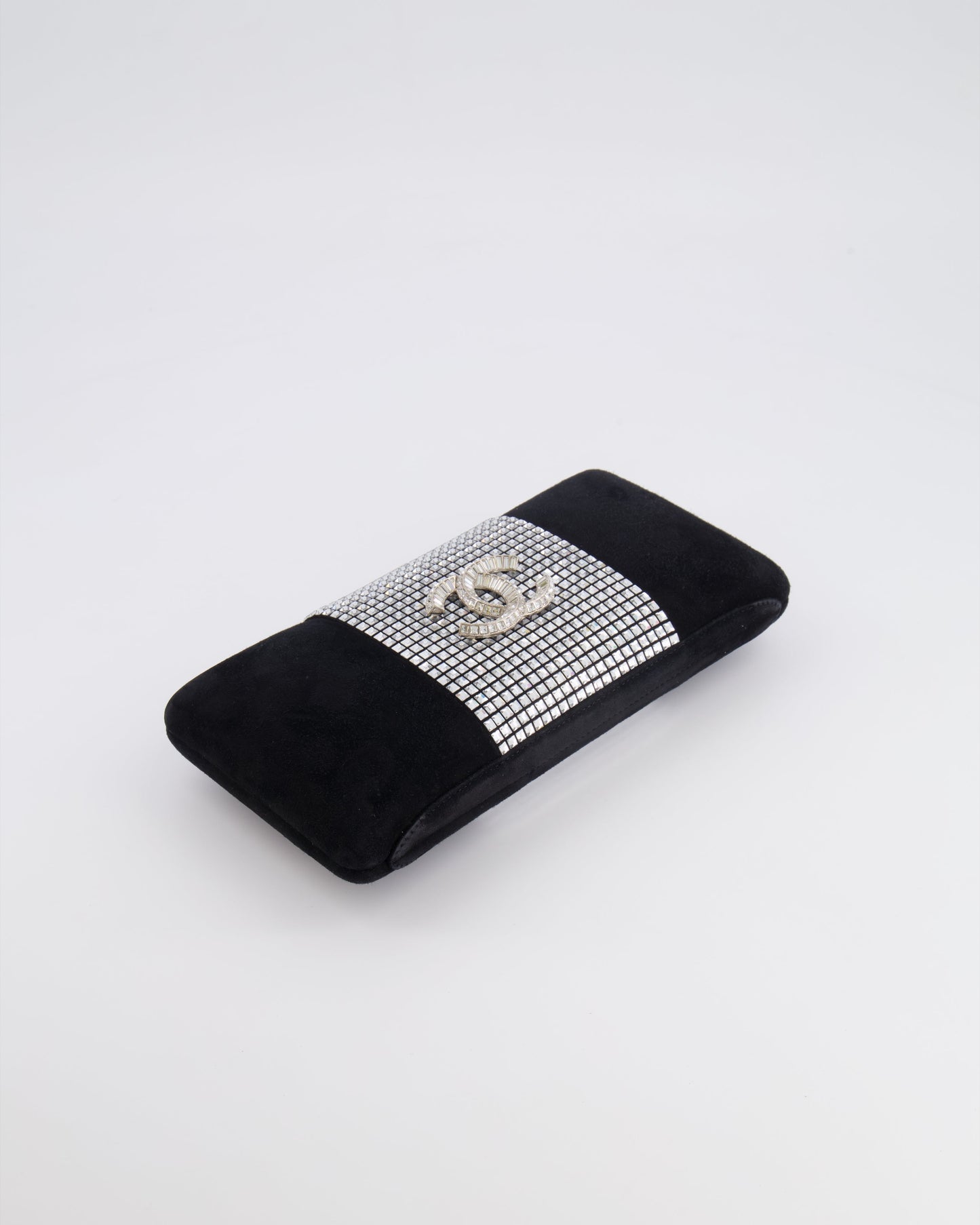 *RARE* Chanel 2015 Paris-Dubai Black Suede Strass Crystal Clutch Bag with Crystal Embellished CC Logo