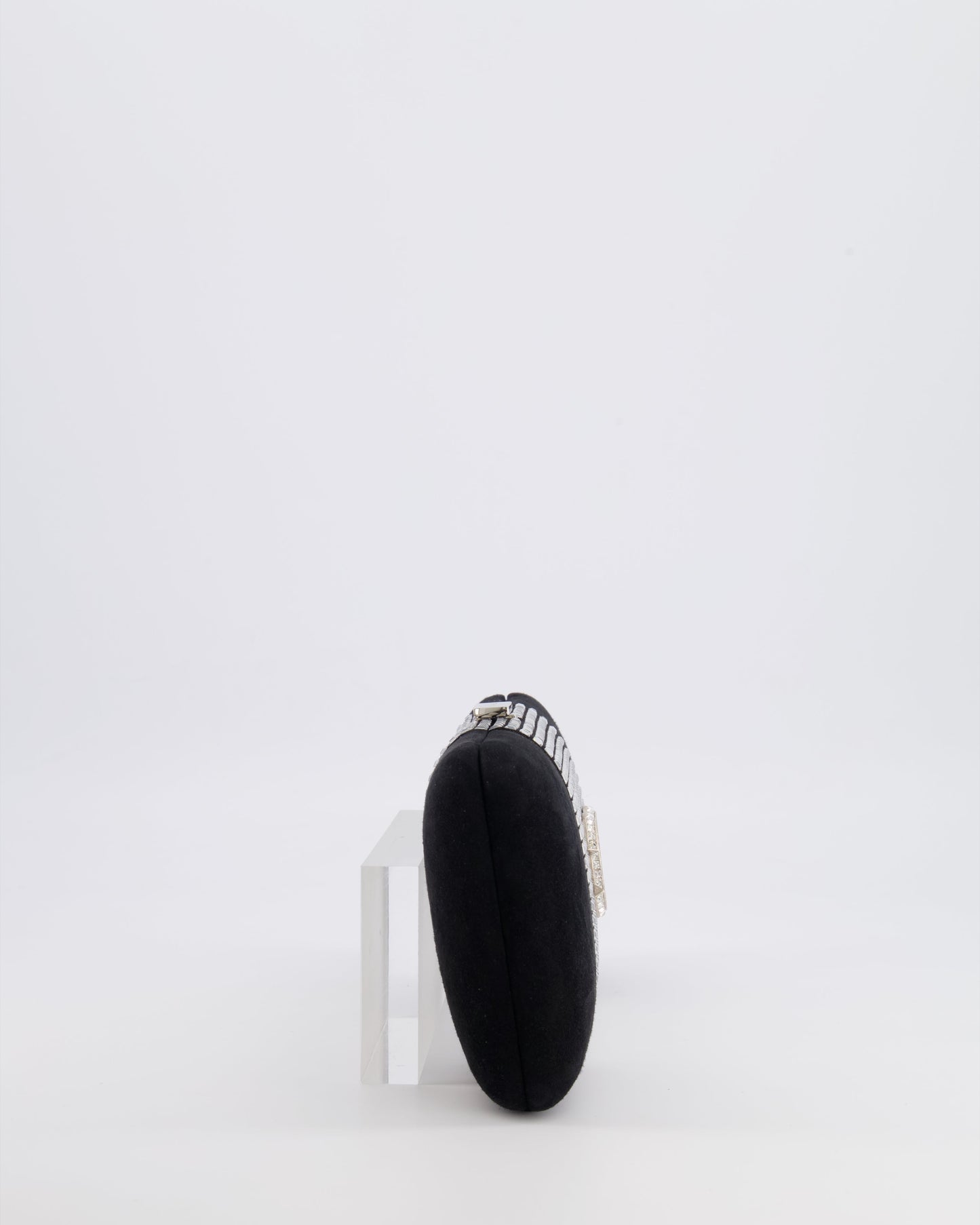 *RARE* Chanel 2015 Paris-Dubai Black Suede Strass Crystal Clutch Bag with Crystal Embellished CC Logo