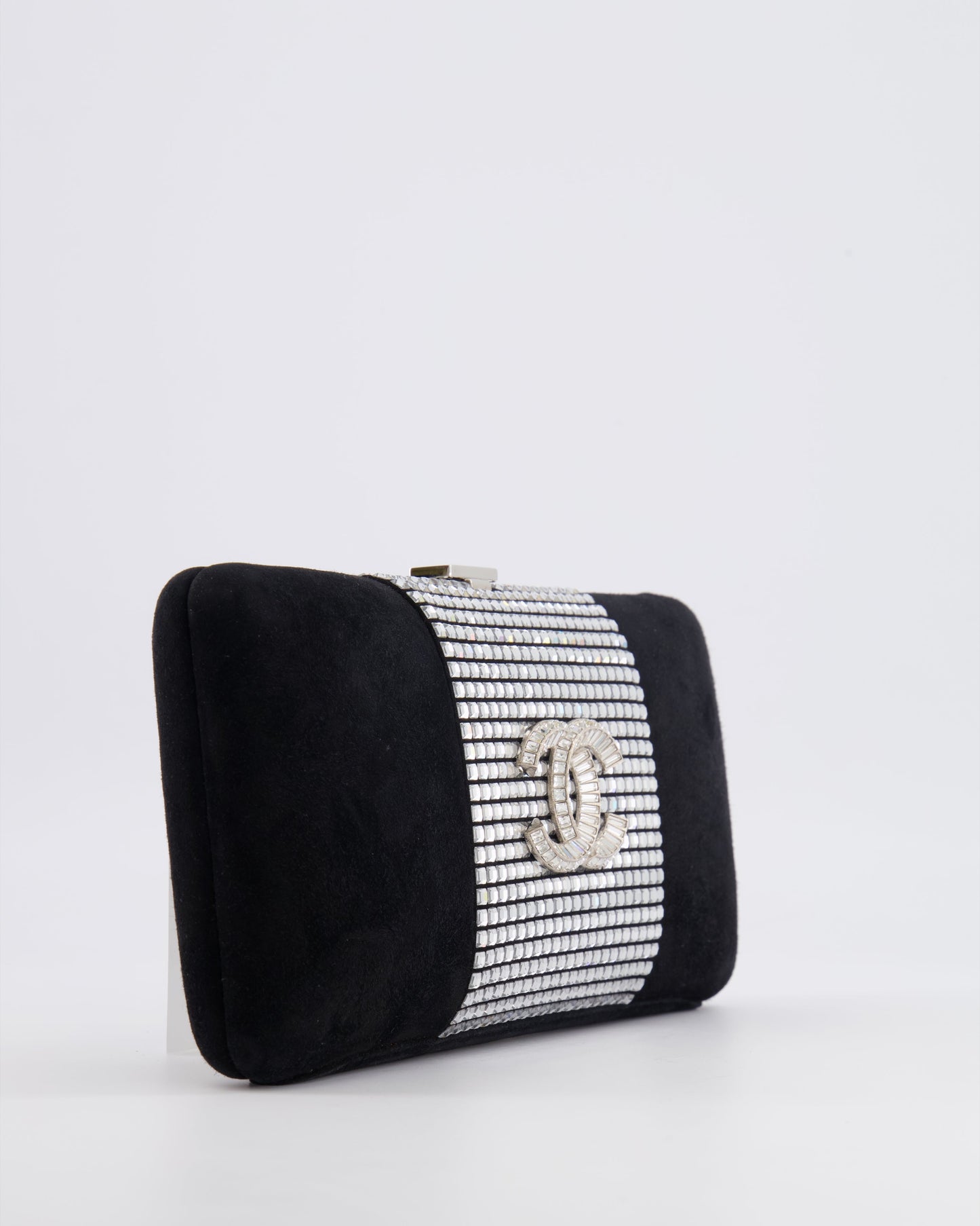 *RARE* Chanel 2015 Paris-Dubai Black Suede Strass Crystal Clutch Bag with Crystal Embellished CC Logo