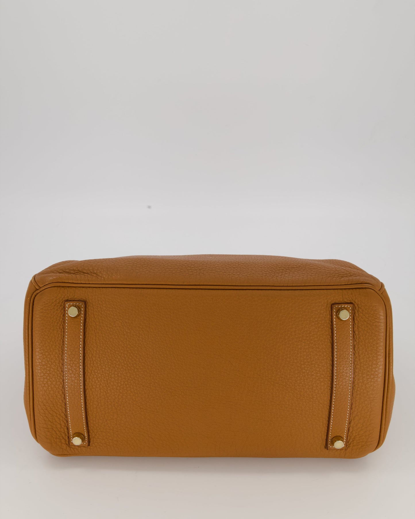Hermes Birkin 35 Retourne Bag in Gold Clemence Leather with Gold Hardware