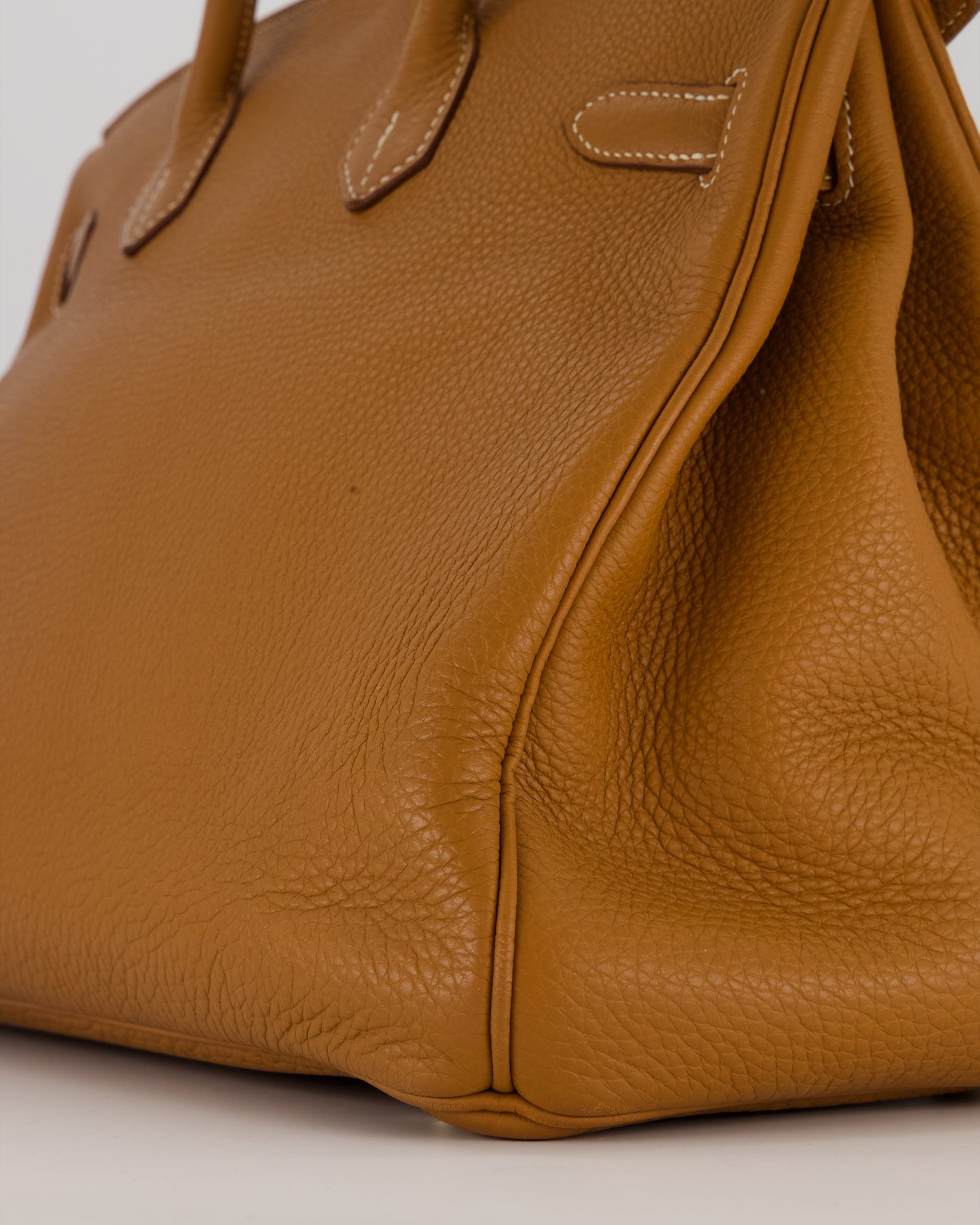 Hermes Birkin 35 Retourne Bag in Gold Clemence Leather with Gold Hardware