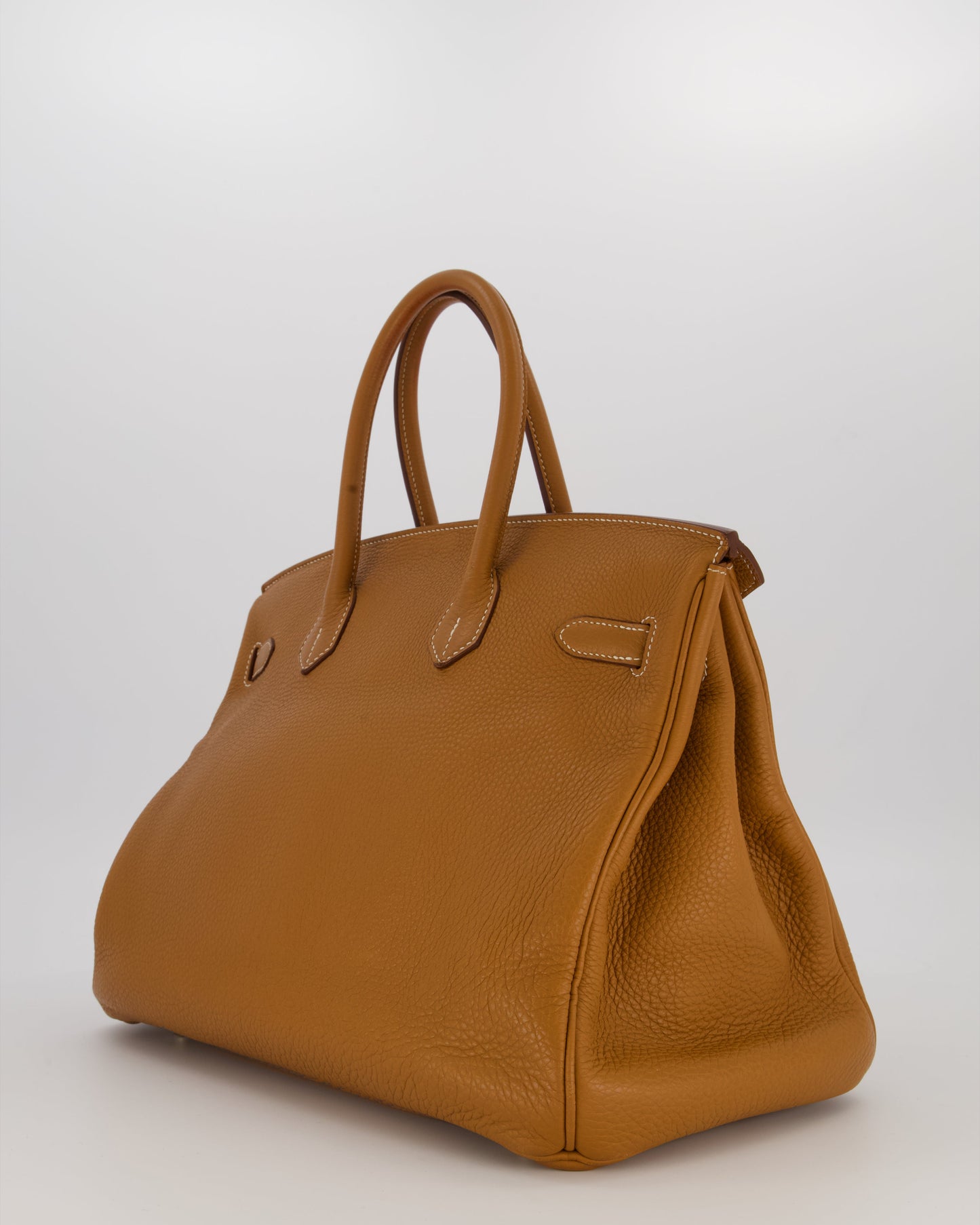 Hermes Birkin 35 Retourne Bag in Gold Clemence Leather with Gold Hardware