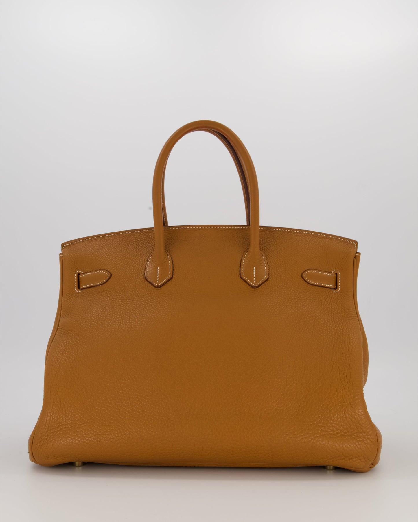 Hermes Birkin 35 Retourne Bag in Gold Clemence Leather with Gold Hardware