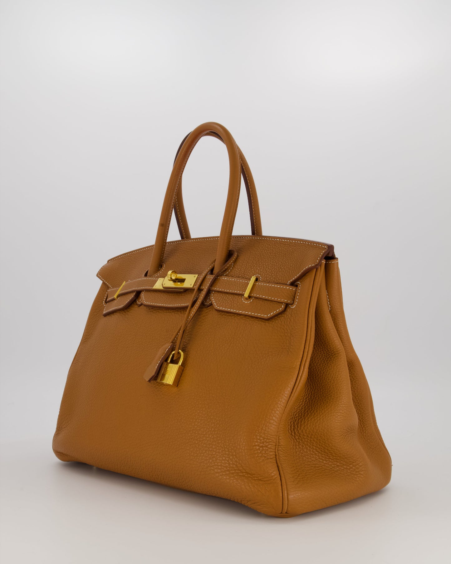 Hermes Birkin 35 Retourne Bag in Gold Clemence Leather with Gold Hardware