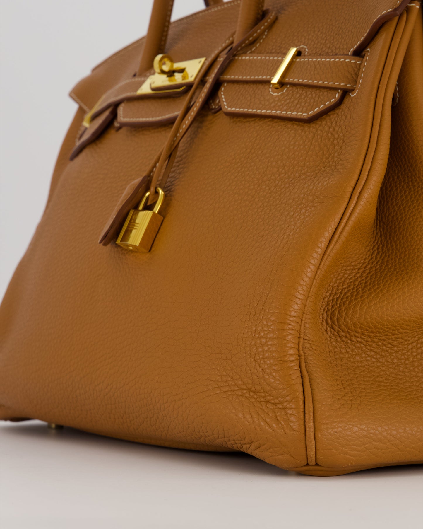 Hermes Birkin 35 Retourne Bag in Gold Clemence Leather with Gold Hardware