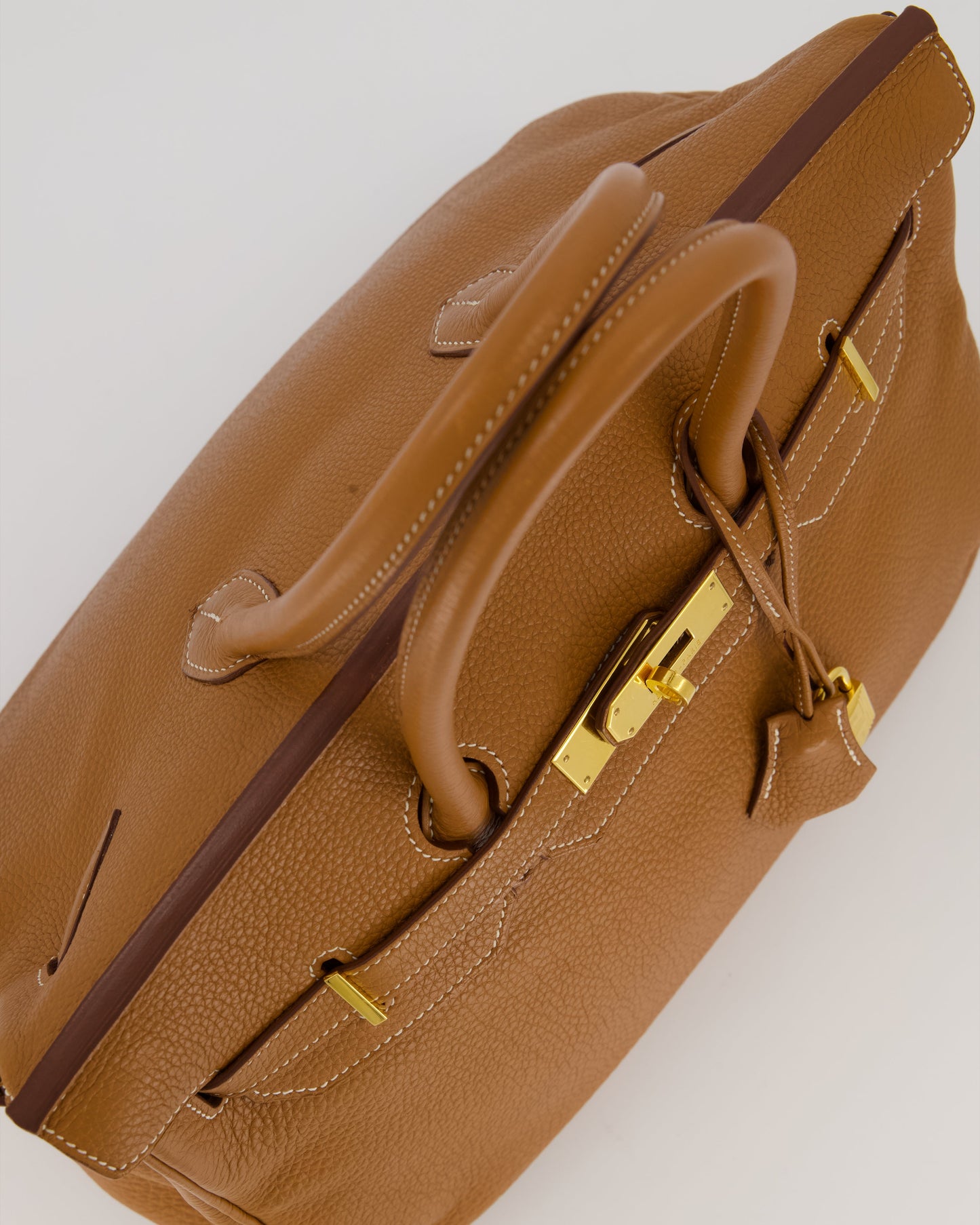 Hermes Birkin 35 Retourne Bag in Gold Clemence Leather with Gold Hardware