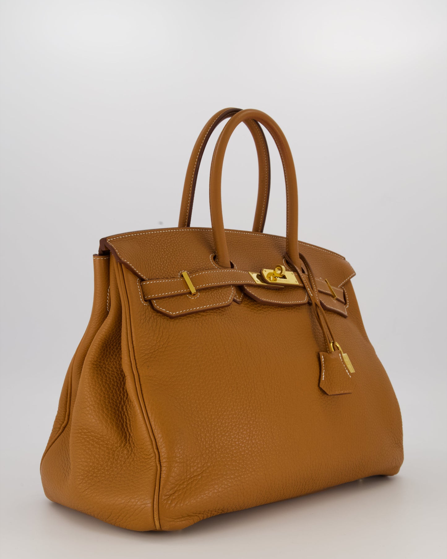 Hermes Birkin 35 Retourne Bag in Gold Clemence Leather with Gold Hardware