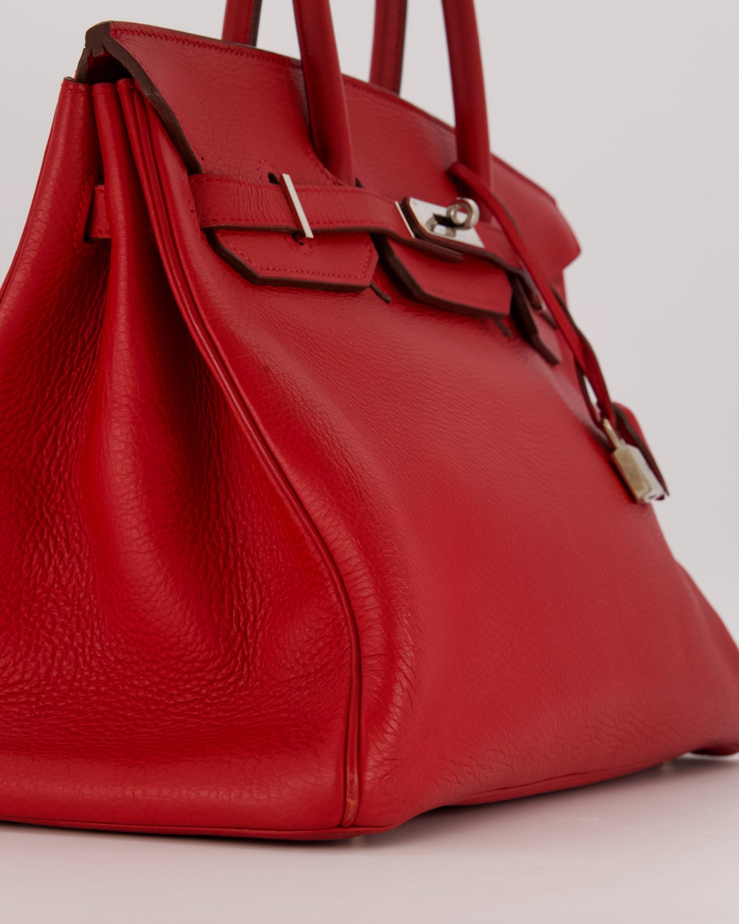 Hermes Birkin 35 Bag in Rouge Vif Togo Leather with Palladium Hardware