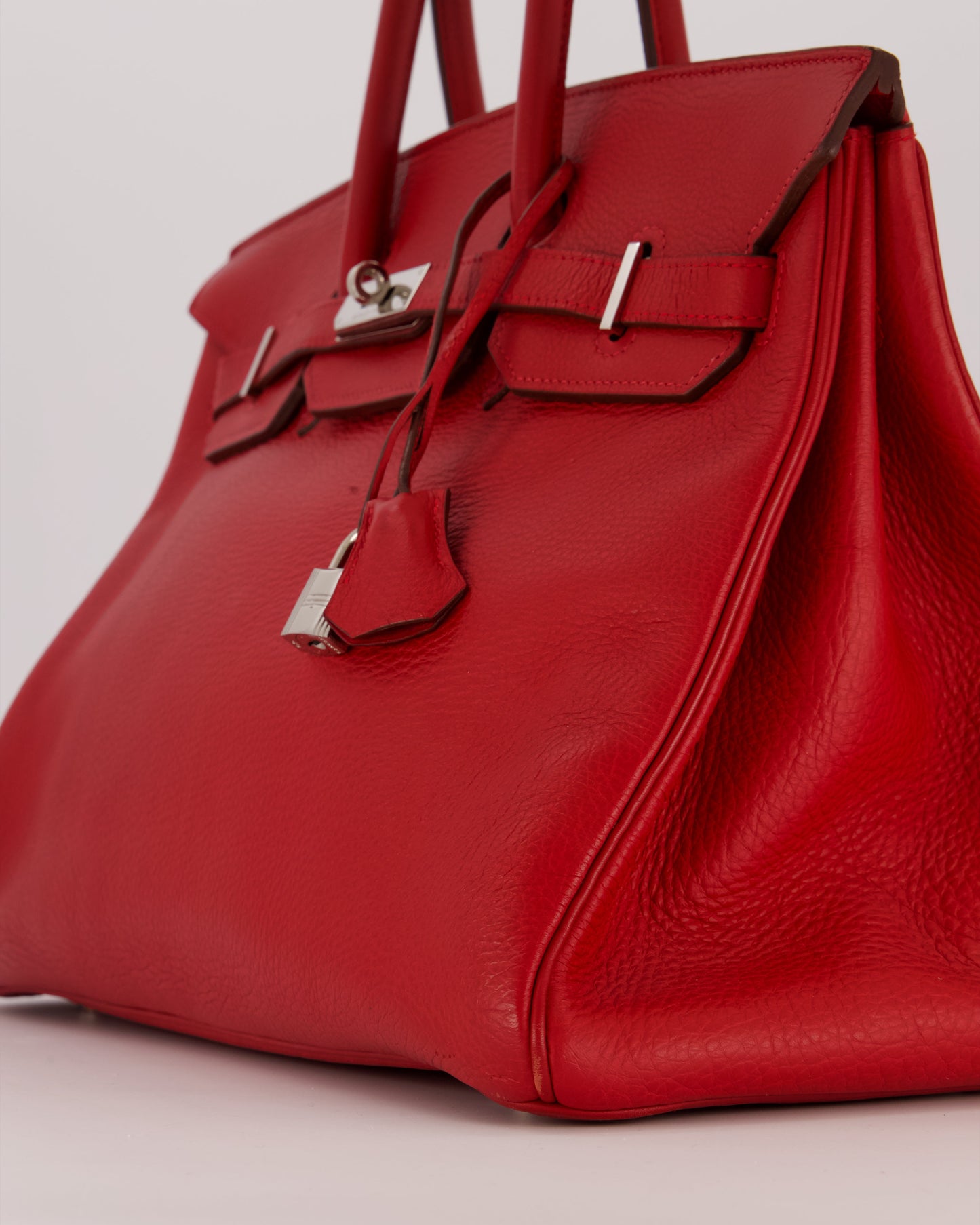 Hermes Birkin 35 Bag in Rouge Vif Togo Leather with Palladium Hardware