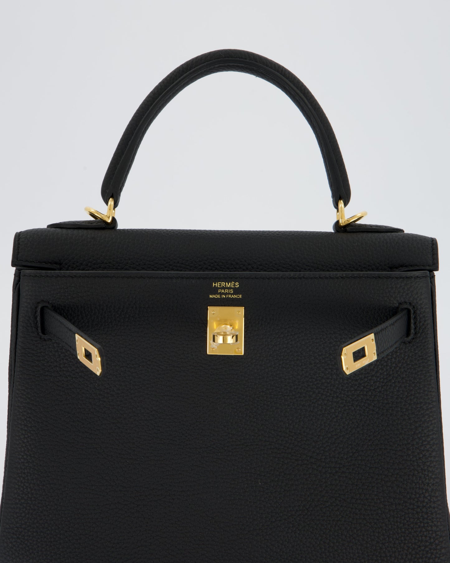 Hermes Kelly 25 Retourne Bag in Noir Togo Leather and Gold Hardware