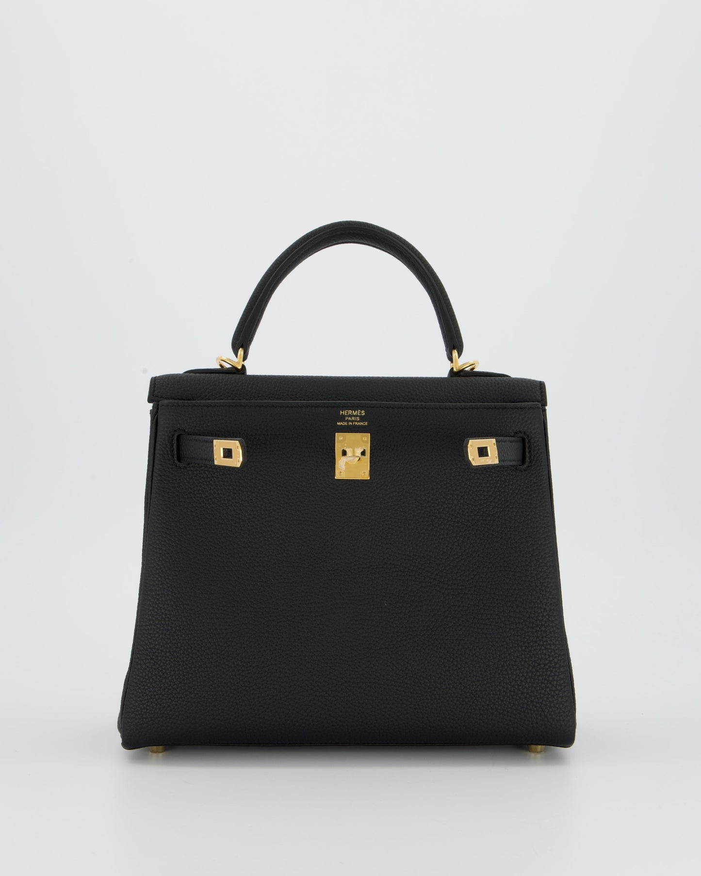 Hermes Kelly 25 Retourne Bag in Noir Togo Leather and Gold Hardware