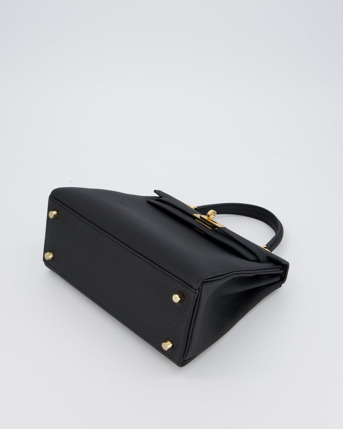 Hermes Kelly 25 Retourne Bag in Noir Togo Leather with Gold Hardware