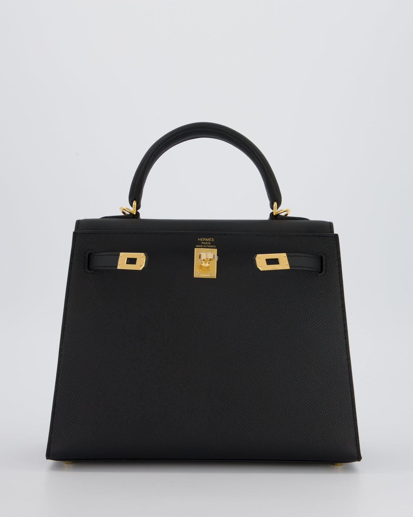 *HOT* Hermes Kelly 25 Sellier Bag in Noir Epsom Leather with Gold Hardware