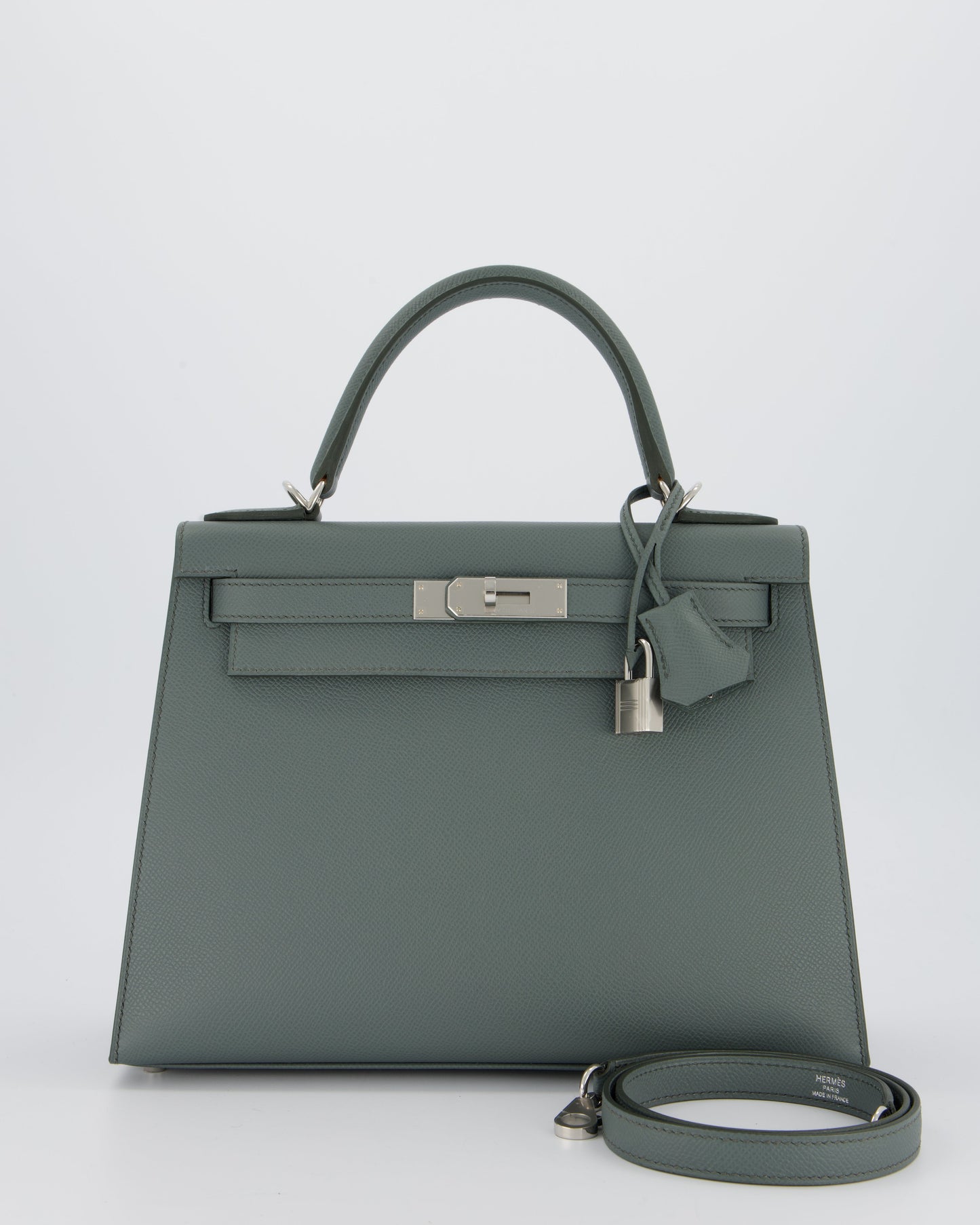 Hermes Kelly 28 Sellier Bag in Vert Amande Epsom Leather with Palladium Hardware