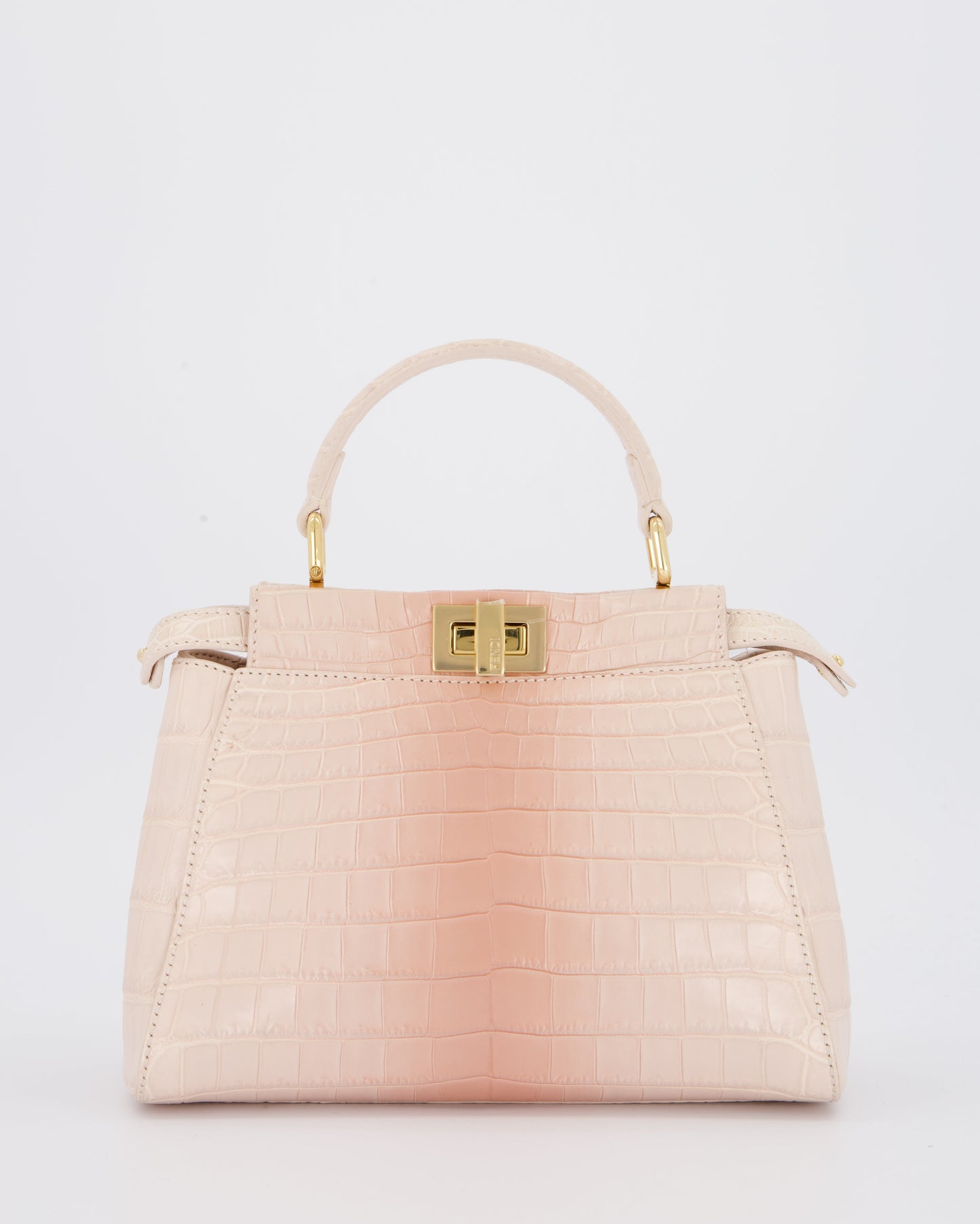 Fendi Mini Peekaboo in Egg Shell & Rose Niloticus Crocodile Leather with Gold Hardware