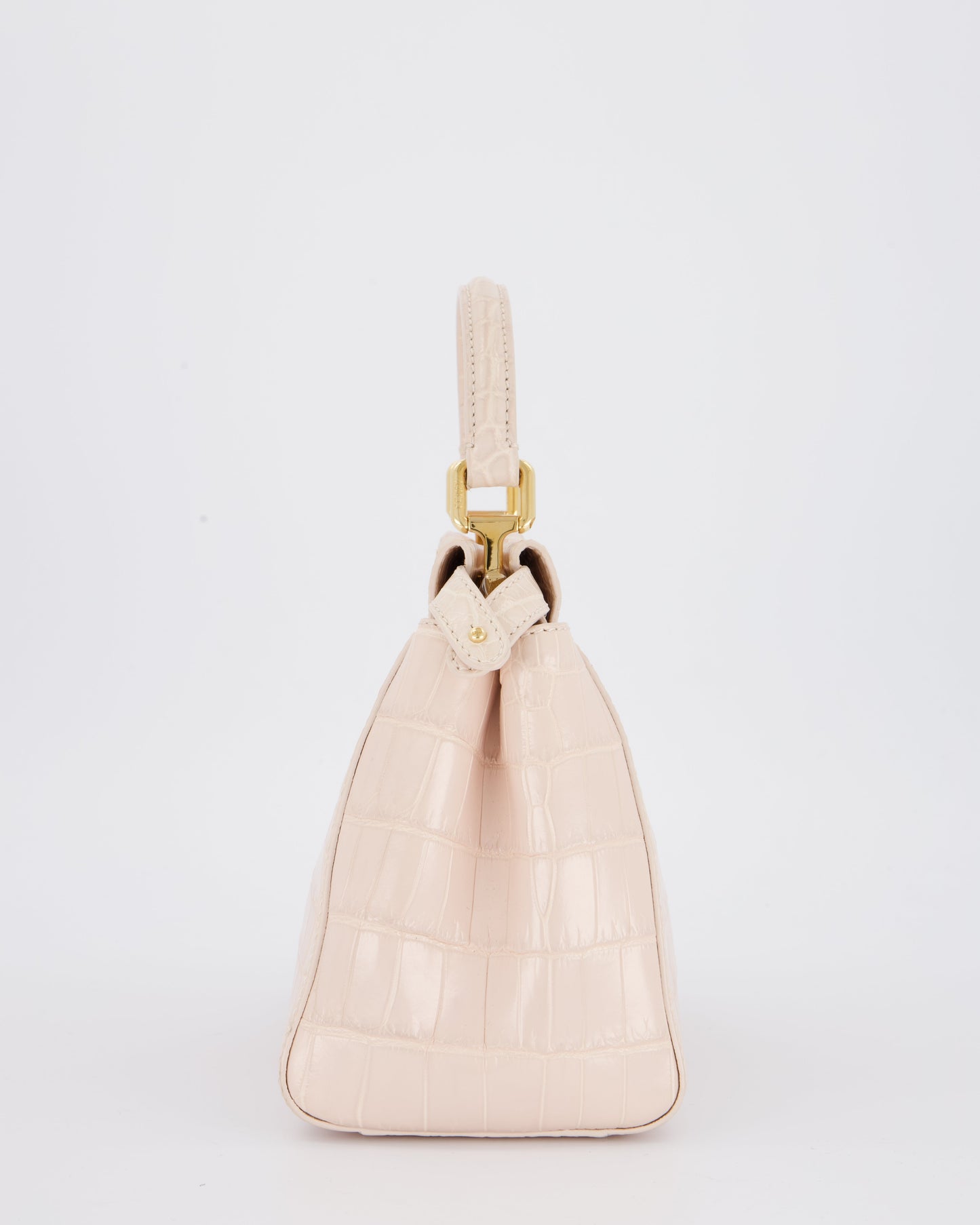 Fendi Mini Peekaboo in Egg Shell & Rose Niloticus Crocodile Leather with Gold Hardware