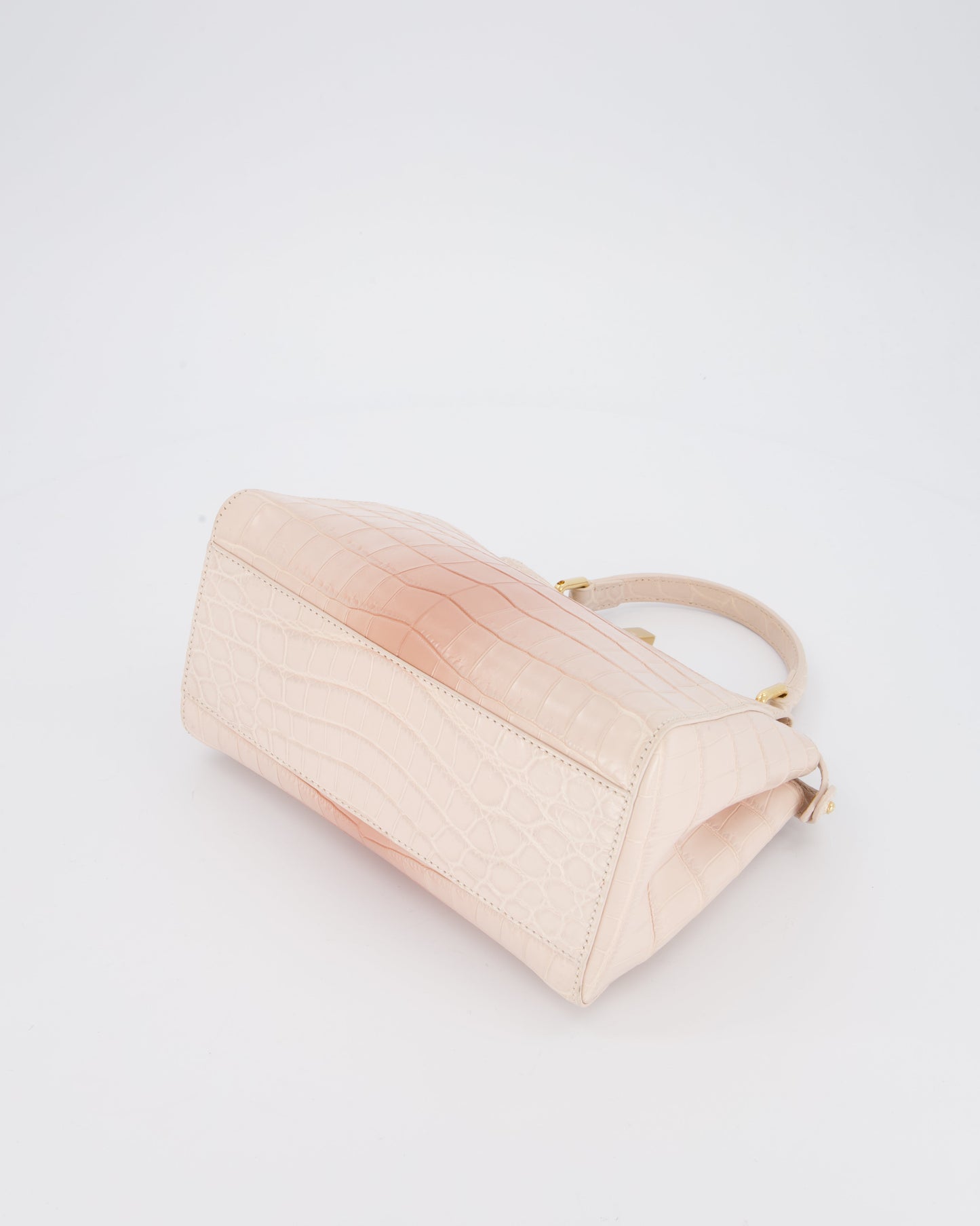 Fendi Mini Peekaboo in Egg Shell & Rose Niloticus Crocodile Leather with Gold Hardware