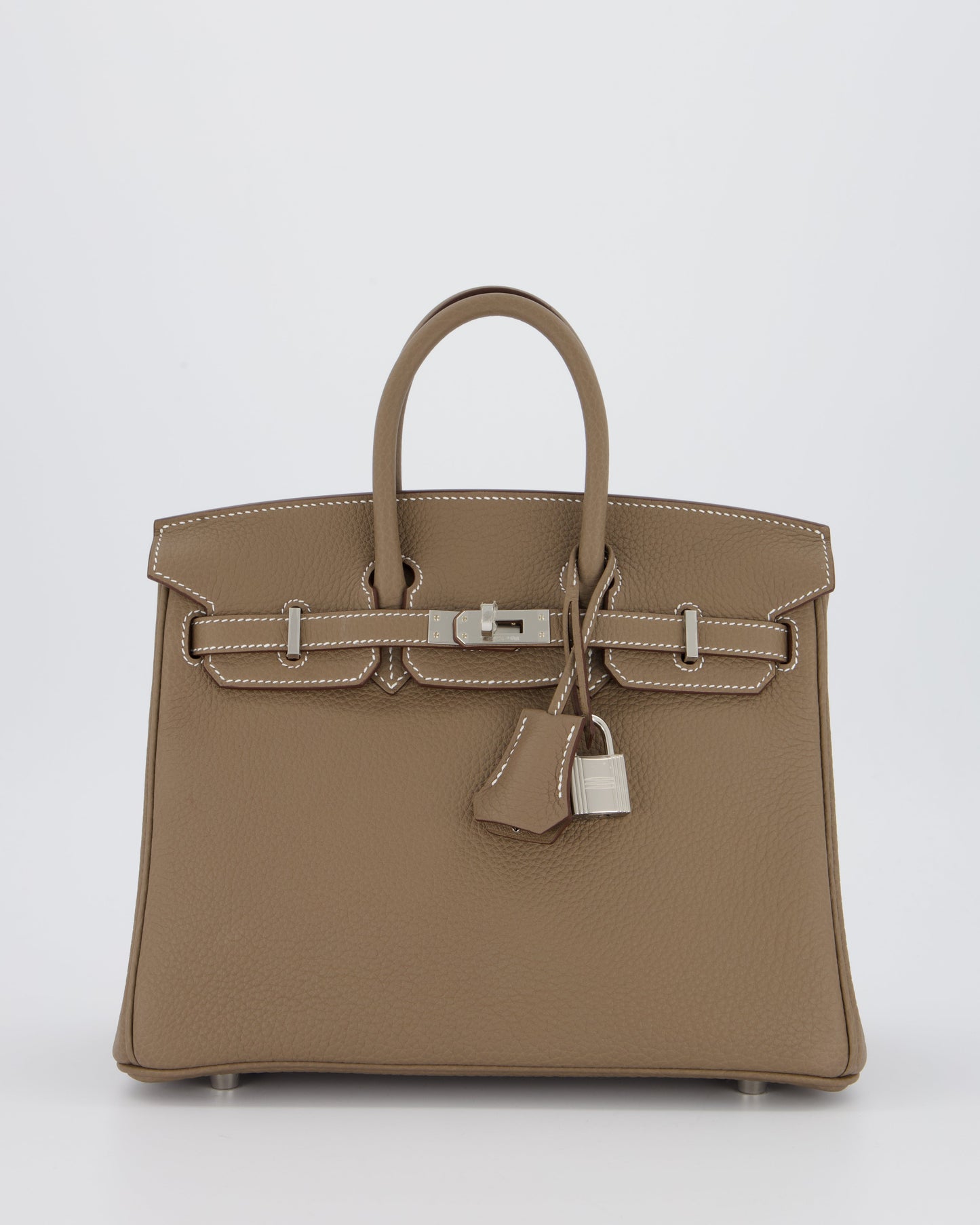 Hermes Birkin 25 Retourne Bag in Etoupe Togo Leather with Palladium Hardware