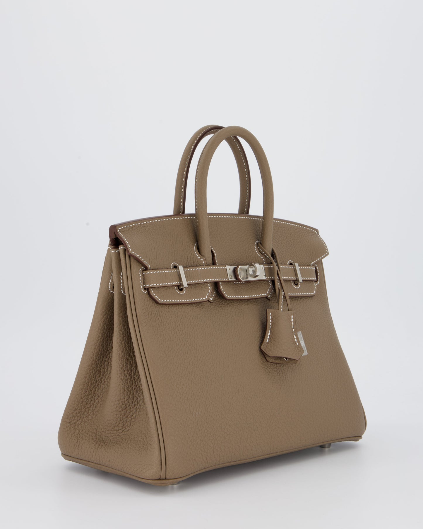 Hermes Birkin 25 Retourne Bag in Etoupe Togo Leather with Palladium Hardware