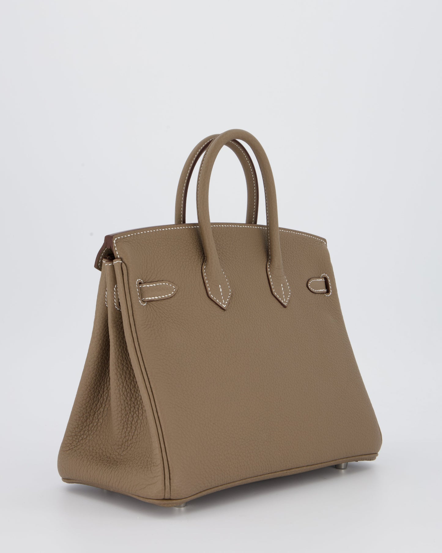 Hermes Birkin 25 Retourne Bag in Etoupe Togo Leather with Palladium Hardware