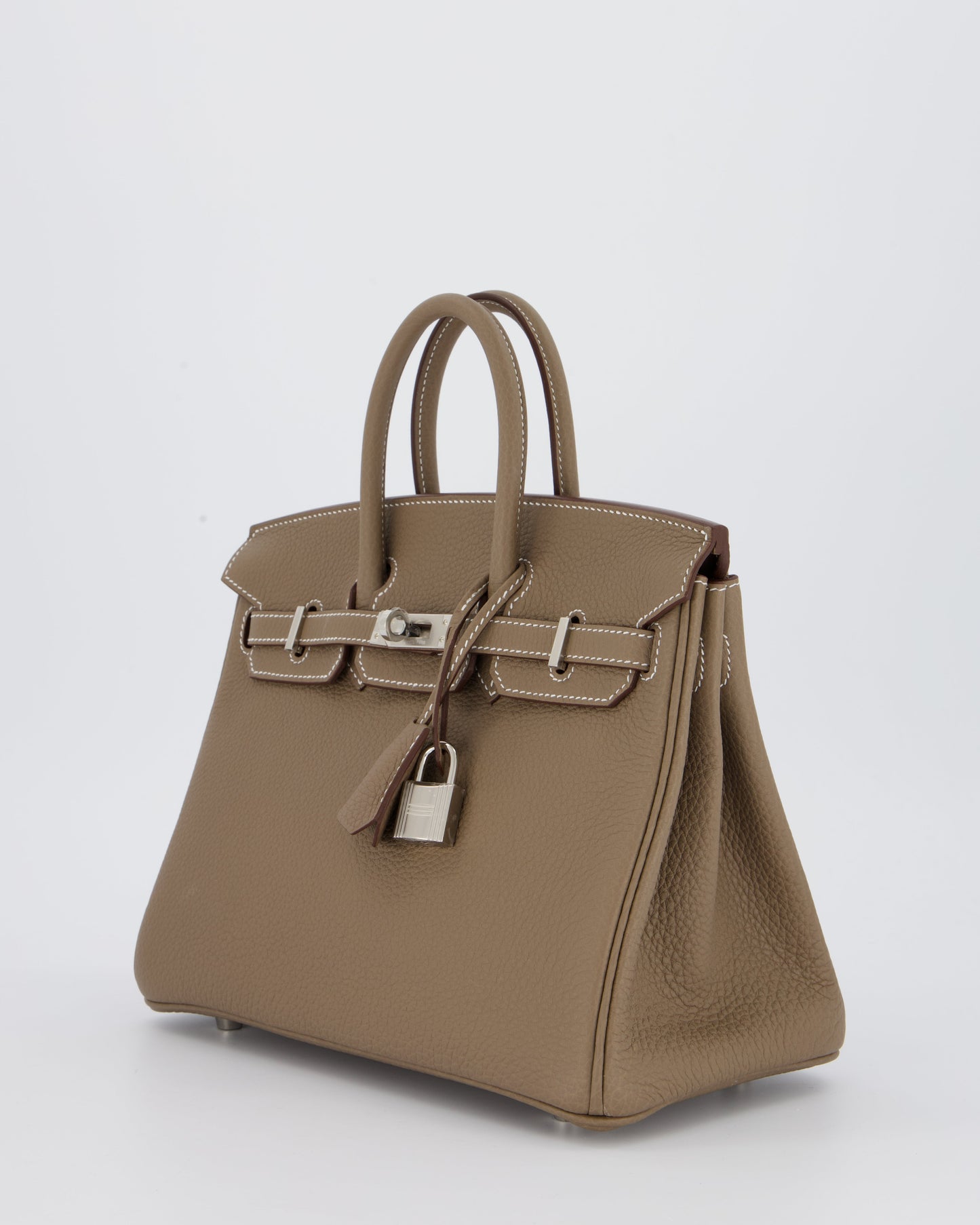 Hermes Birkin 25 Retourne Bag in Etoupe Togo Leather with Palladium Hardware