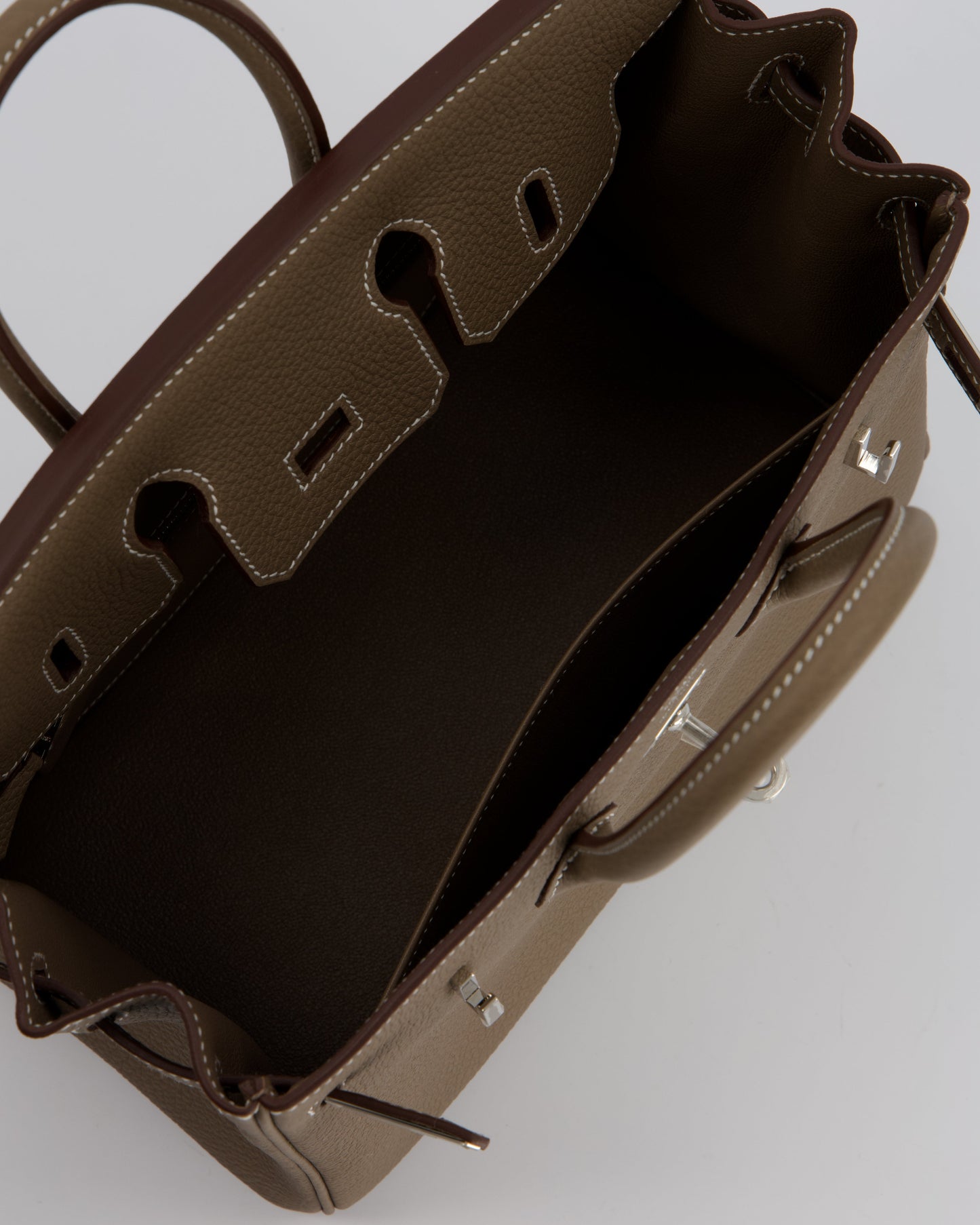 Hermes Birkin 25 Retourne Bag in Etoupe Togo Leather with Palladium Hardware