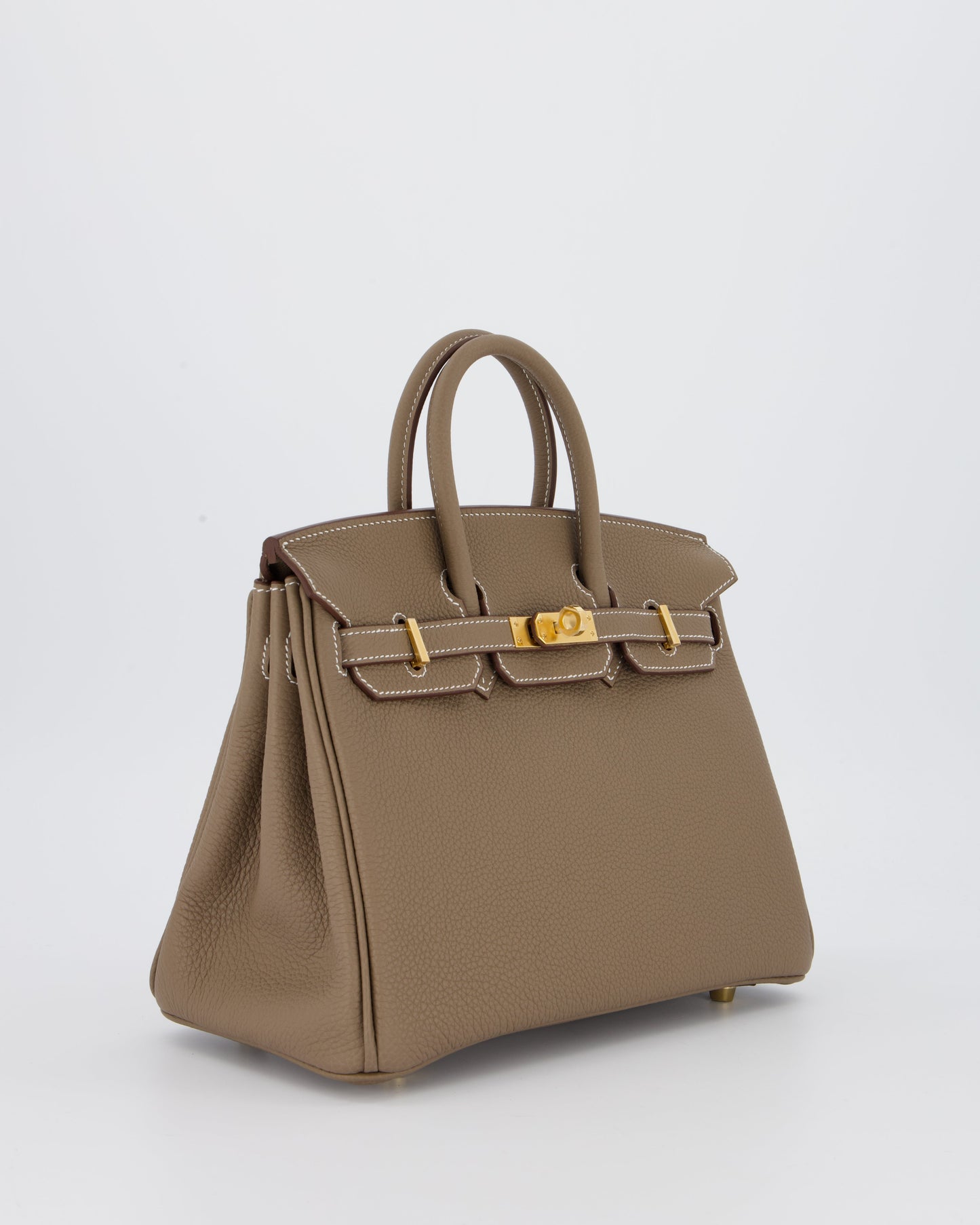 *RARE* Hermes Birkin 25 Retourne Bag in Etoupe Togo Leather with Gold Hardware