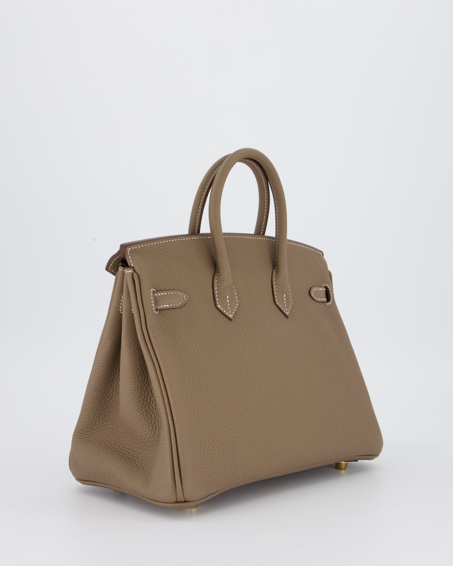 *RARE* Hermes Birkin 25 Retourne Bag in Etoupe Togo Leather with Gold Hardware