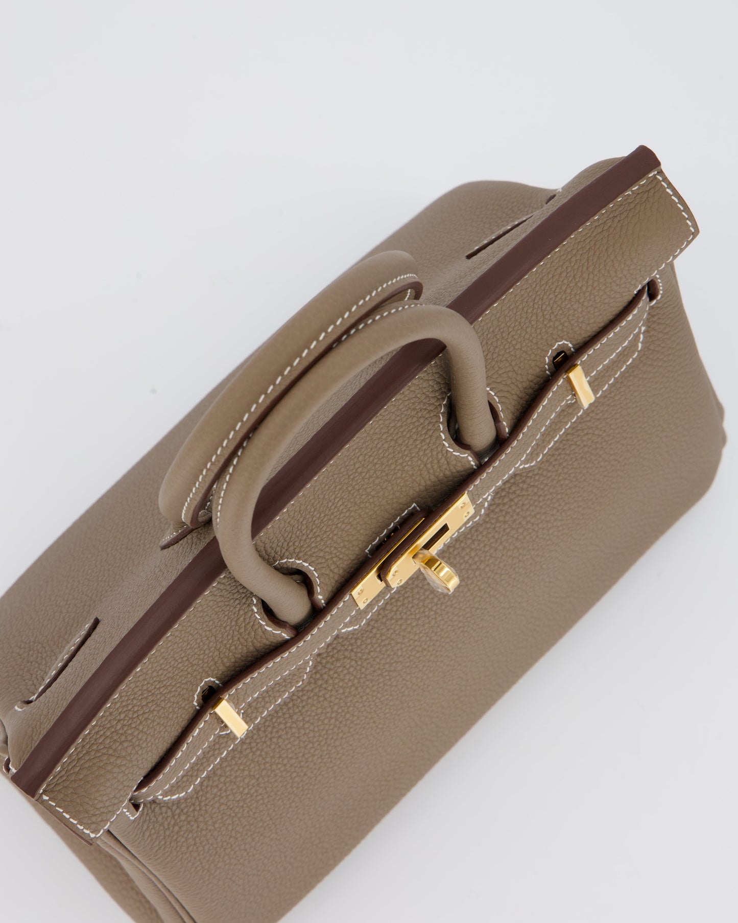*RARE* Hermes Birkin 25 Retourne Bag in Etoupe Togo Leather with Gold Hardware