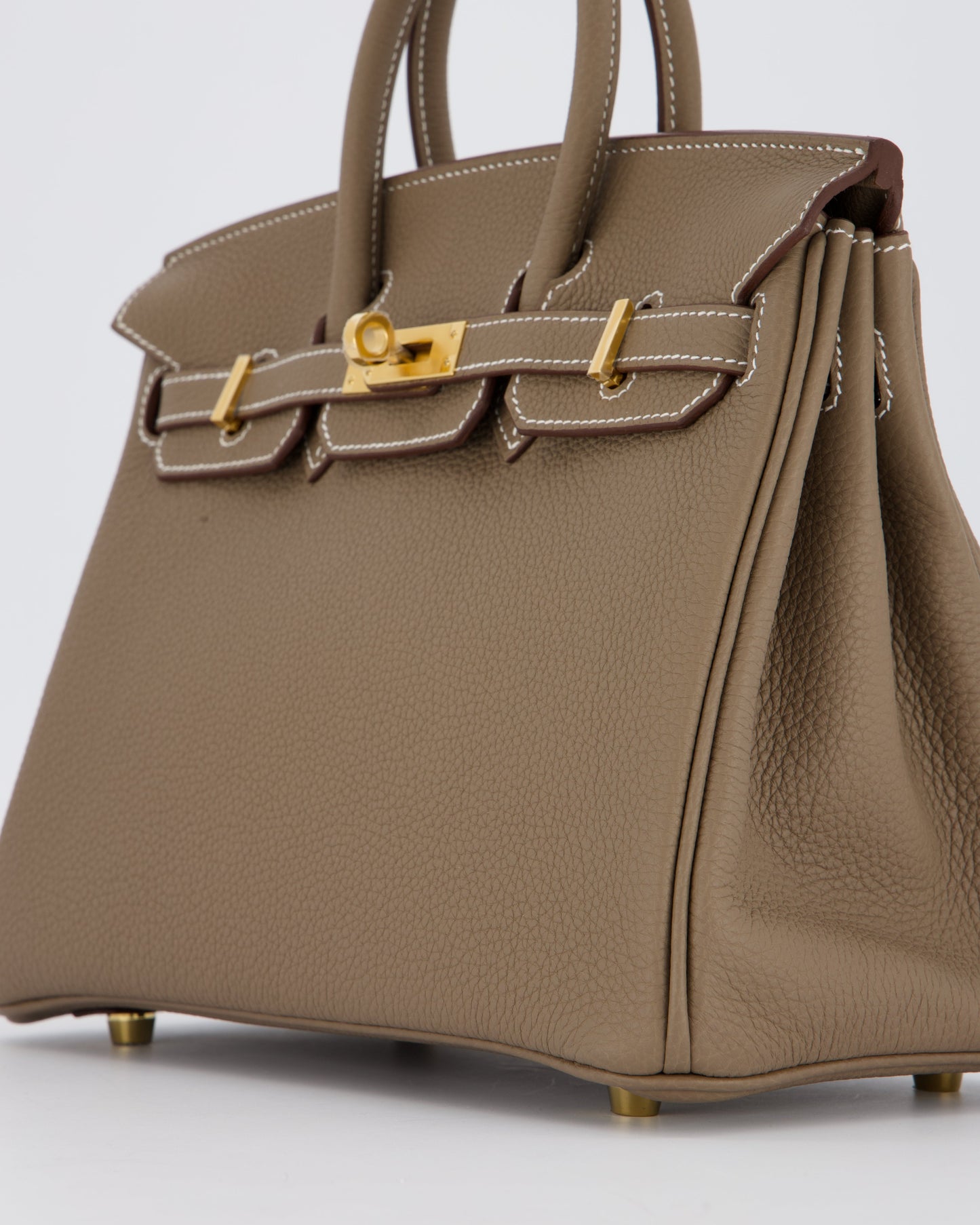 *RARE* Hermes Birkin 25 Retourne Bag in Etoupe Togo Leather with Gold Hardware