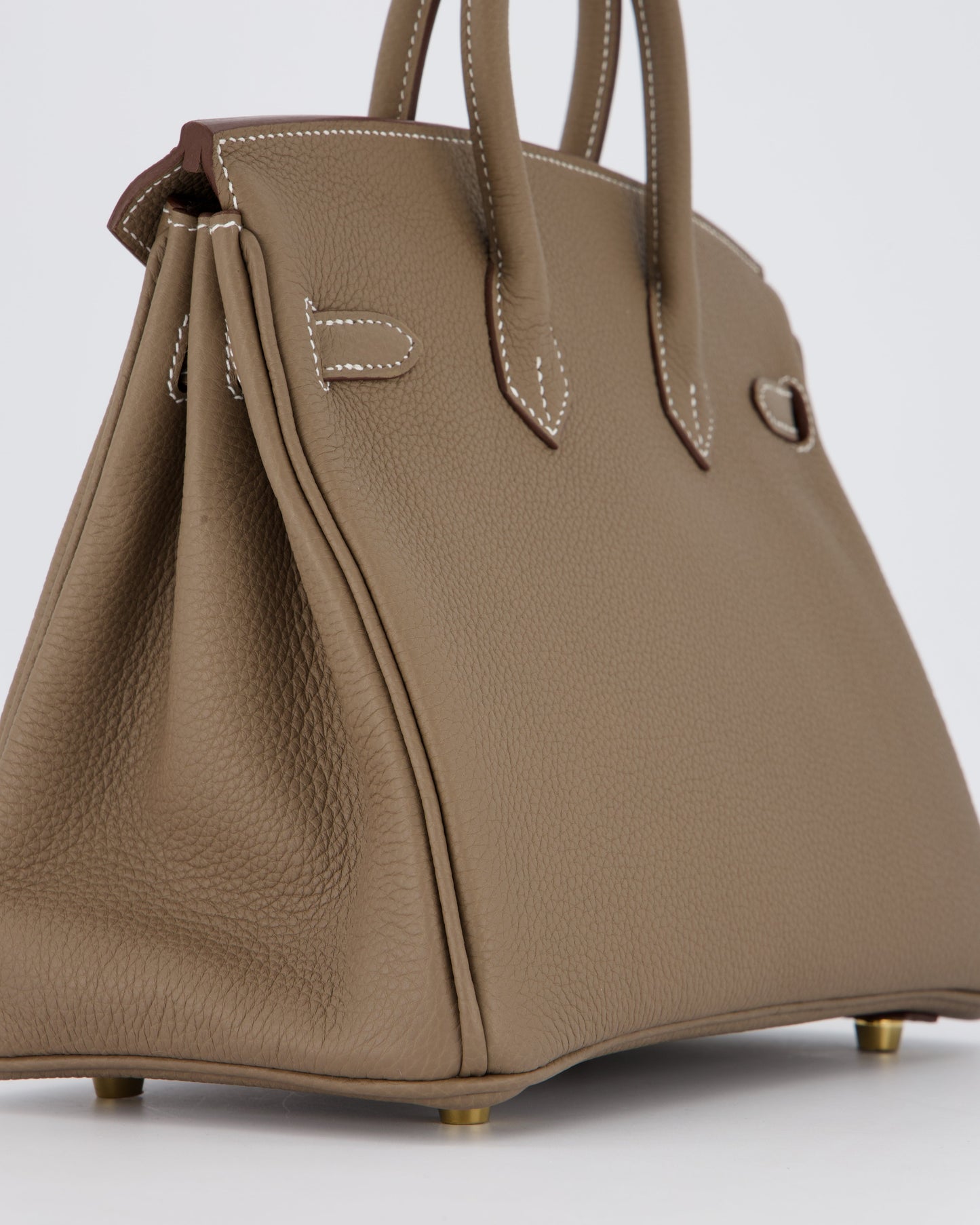 *RARE* Hermes Birkin 25 Retourne Bag in Etoupe Togo Leather with Gold Hardware