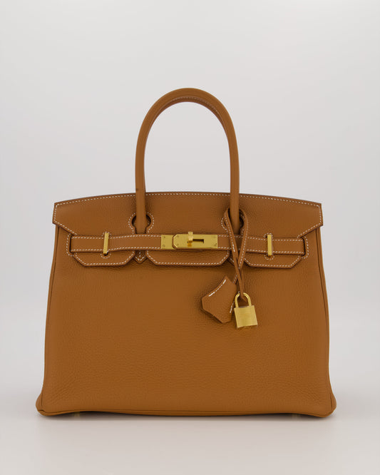 *RARE* Hermes Birkin 30 Retourne Bag in Gold Togo Leather With Gold Hardware