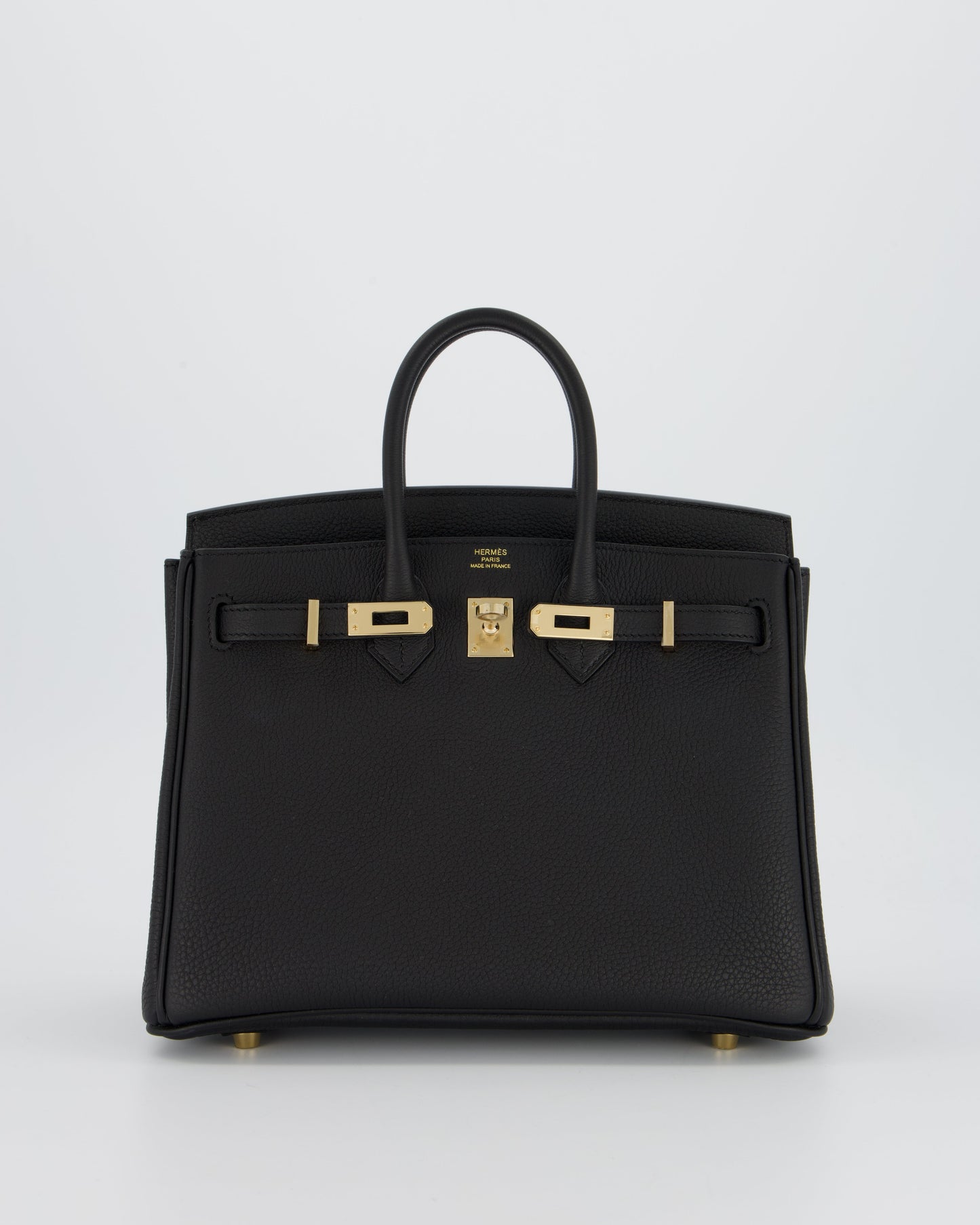 *SUPER RARE* Hermes Birkin 25 Retourne Bag in Noir Togo Leather with Permabrass Hardware