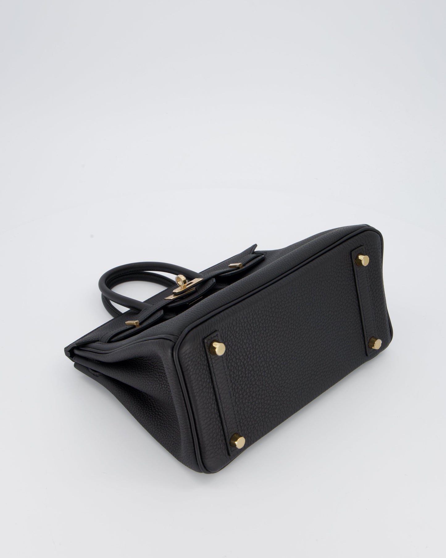*SUPER RARE* Hermes Birkin 25 Retourne Bag in Noir Togo Leather with Permabrass Hardware