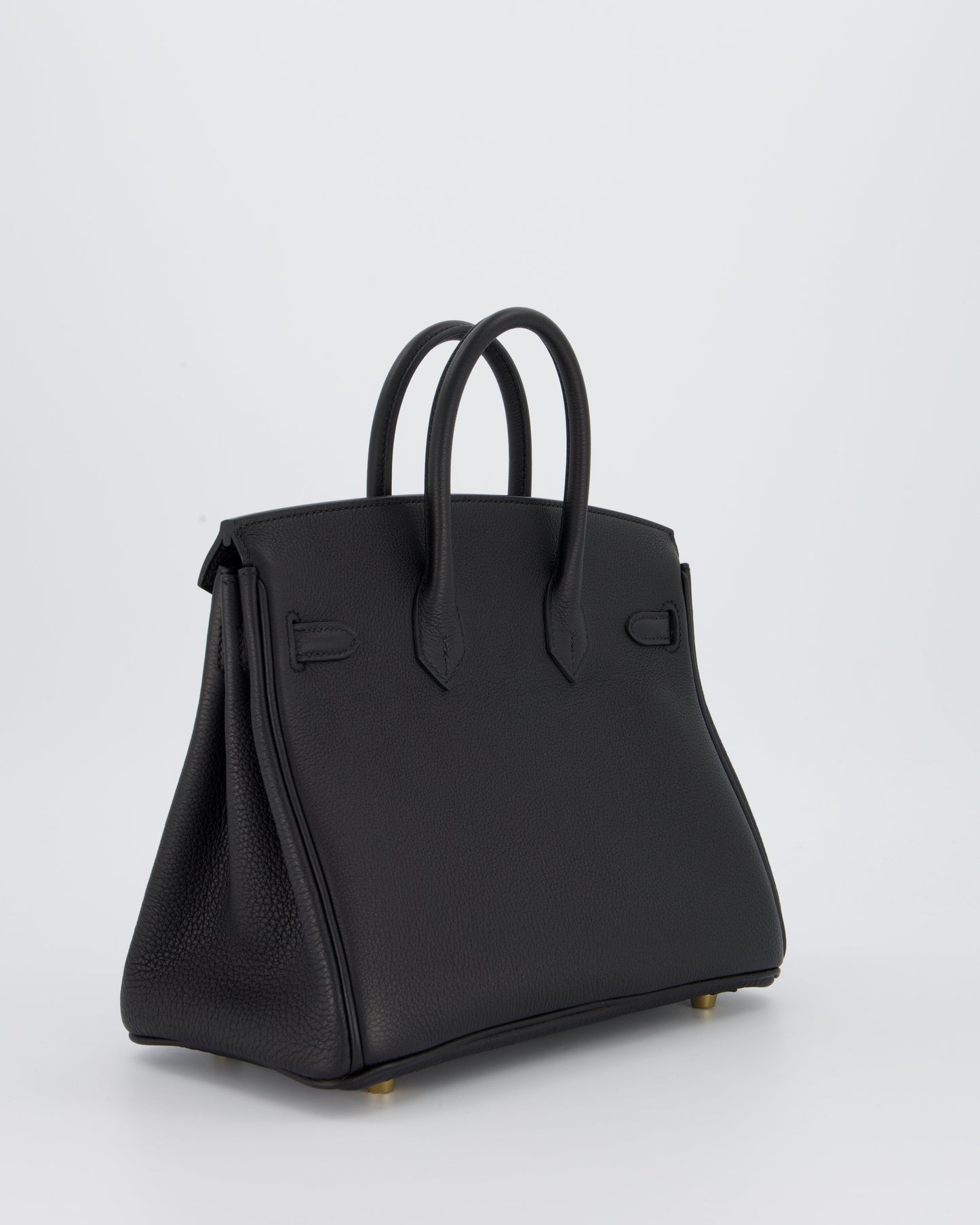 *SUPER RARE* Hermes Birkin 25 Retourne Bag in Noir Togo Leather with Permabrass Hardware