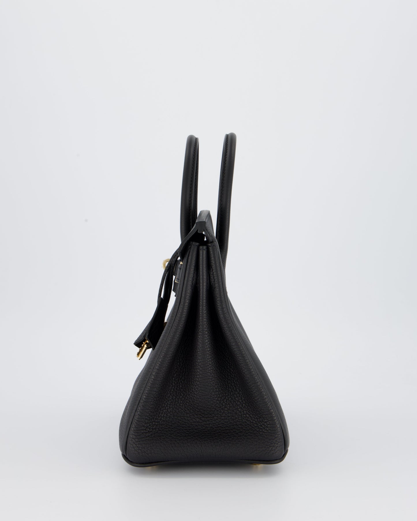 *SUPER RARE* Hermes Birkin 25 Retourne Bag in Noir Togo Leather with Permabrass Hardware