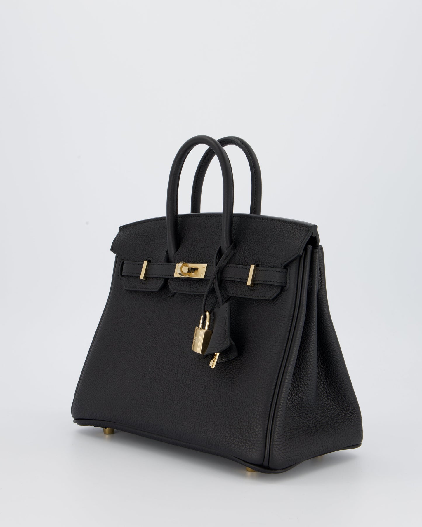 *SUPER RARE* Hermes Birkin 25 Retourne Bag in Noir Togo Leather with Permabrass Hardware