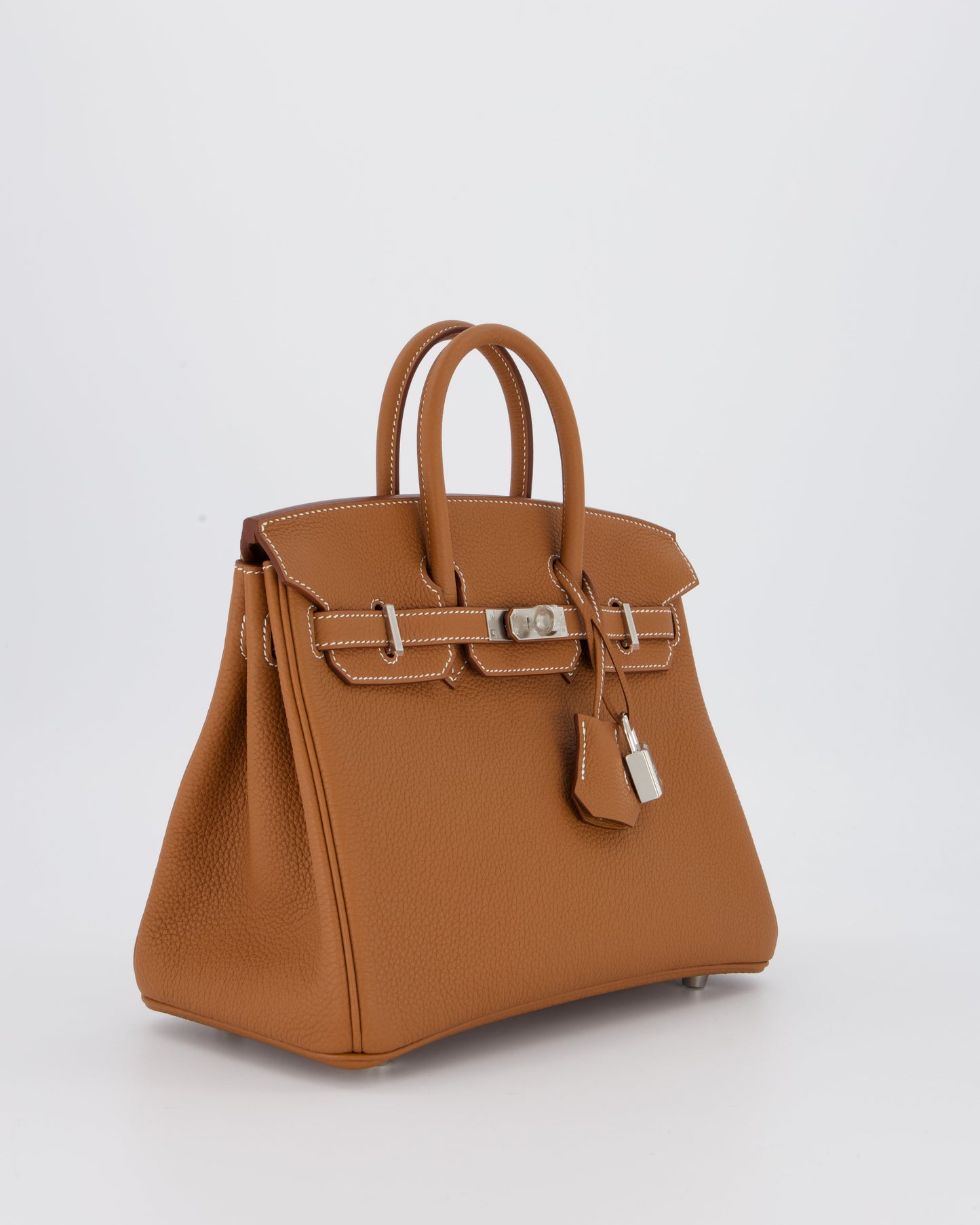 Hermes Birkin 25 Retourne Bag in Gold Togo Leather with Palladium Hardware