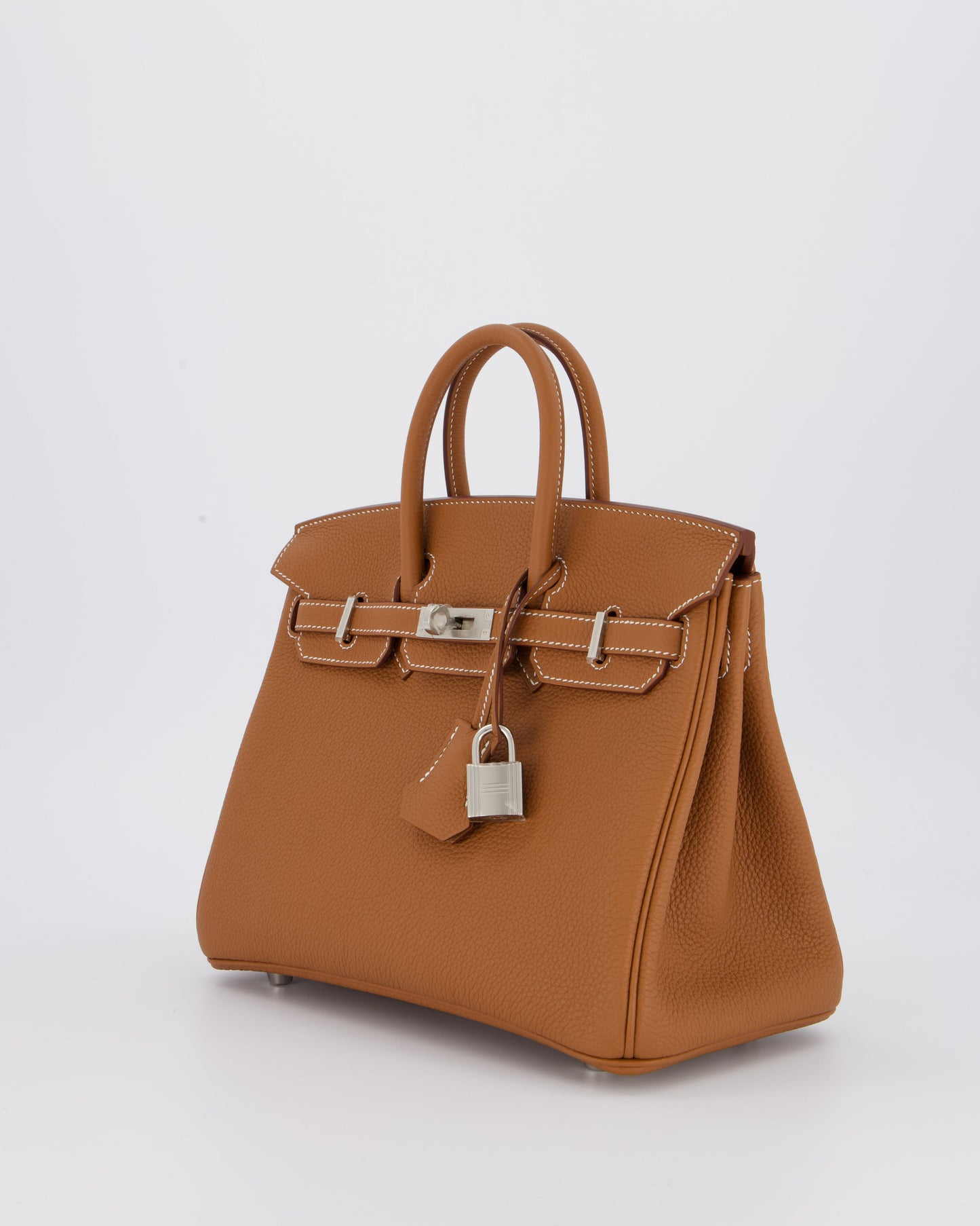 Hermes Birkin 25 Retourne Bag in Gold Togo Leather with Palladium Hardware