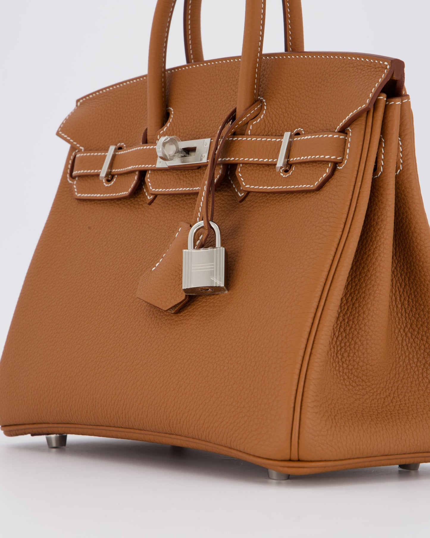 Hermes Birkin 25 Retourne Bag in Gold Togo Leather with Palladium Hardware