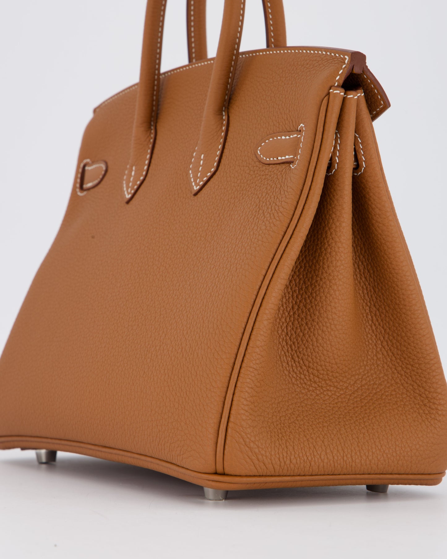Hermes Birkin 25 Retourne Bag in Gold Togo Leather with Palladium Hardware